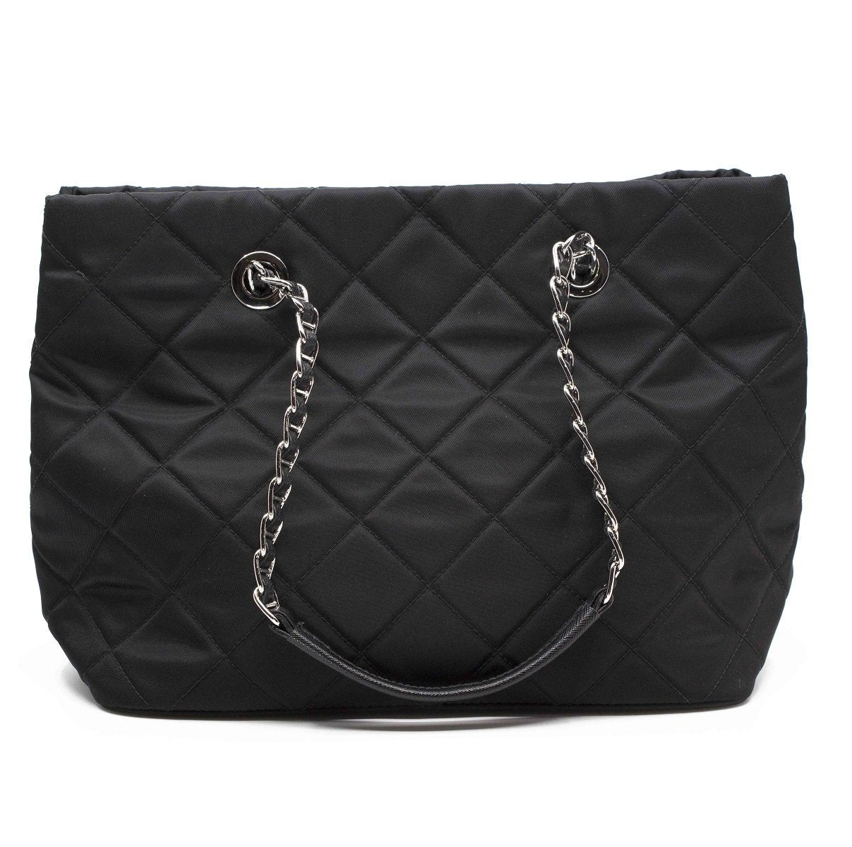 Prada Black Quilted Tessuto Chain Shoulder Bag Tote