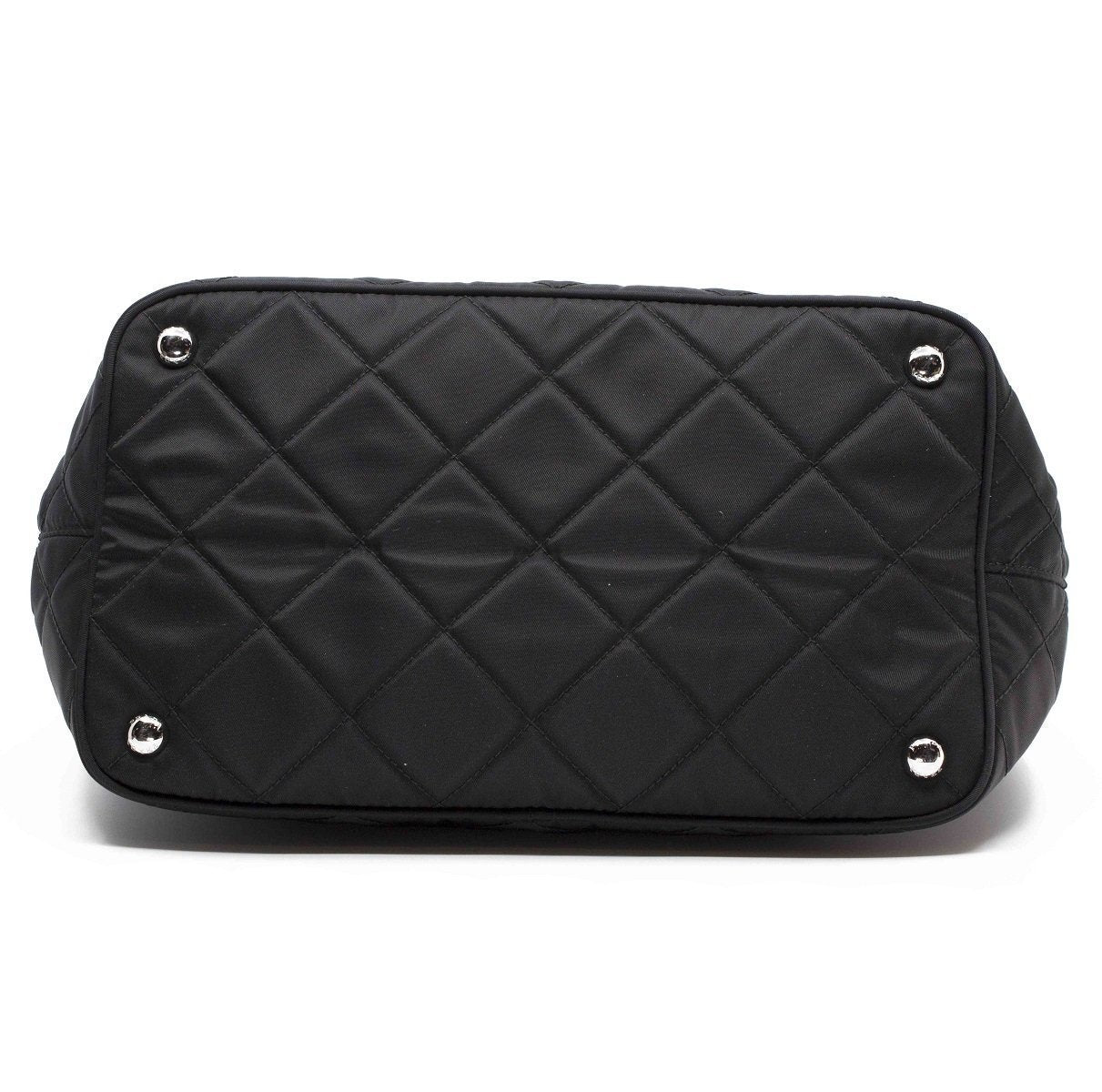 Prada Black Quilted Tessuto Chain Shoulder Bag Tote