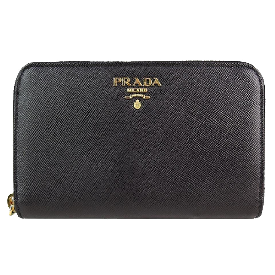 Prada Women's Black Saffiano Cuir Full Zip Wallet