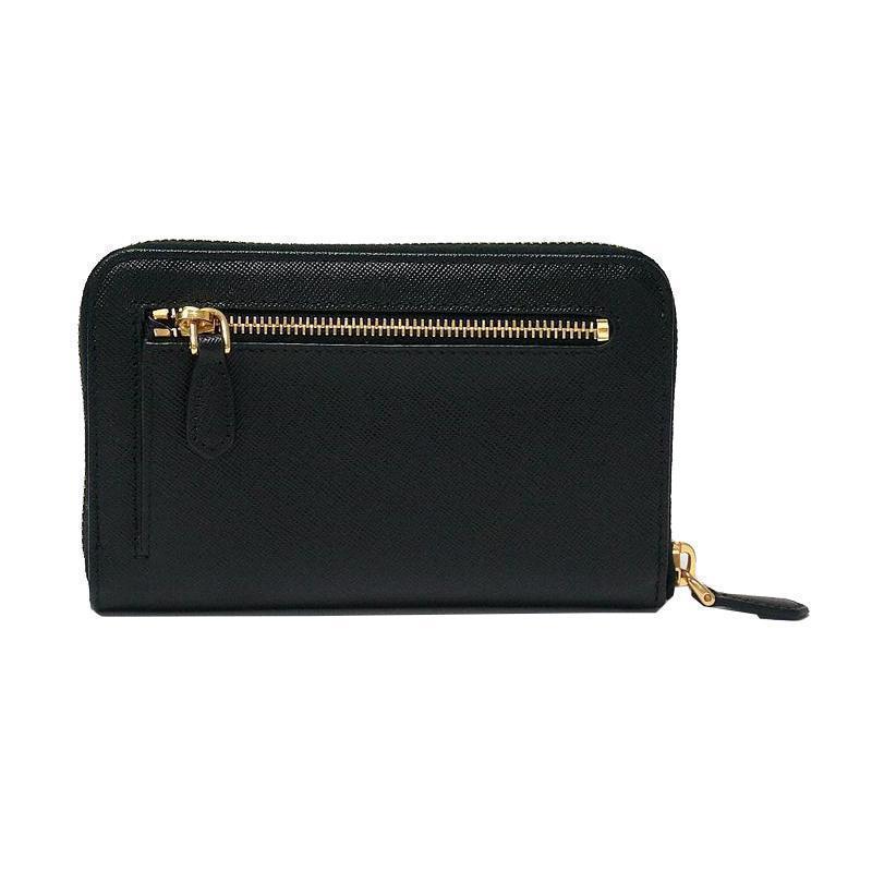 Prada Women's Black Saffiano Cuir Full Zip Wallet