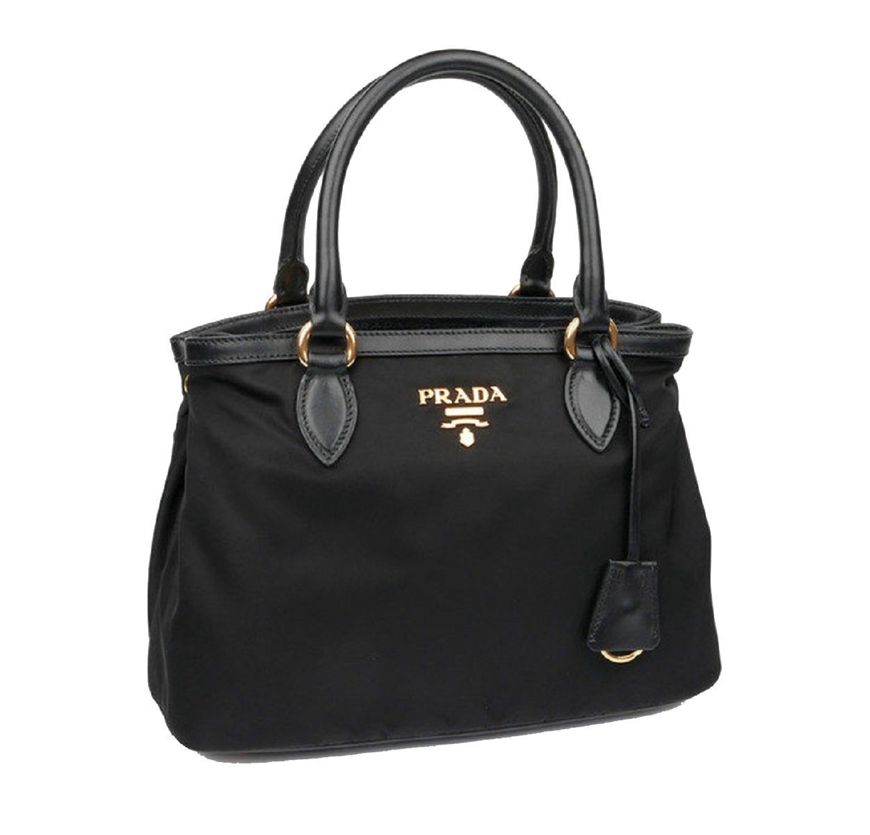 Prada Tessuto Nylon Black Saffiano Medium Handbag Satchel