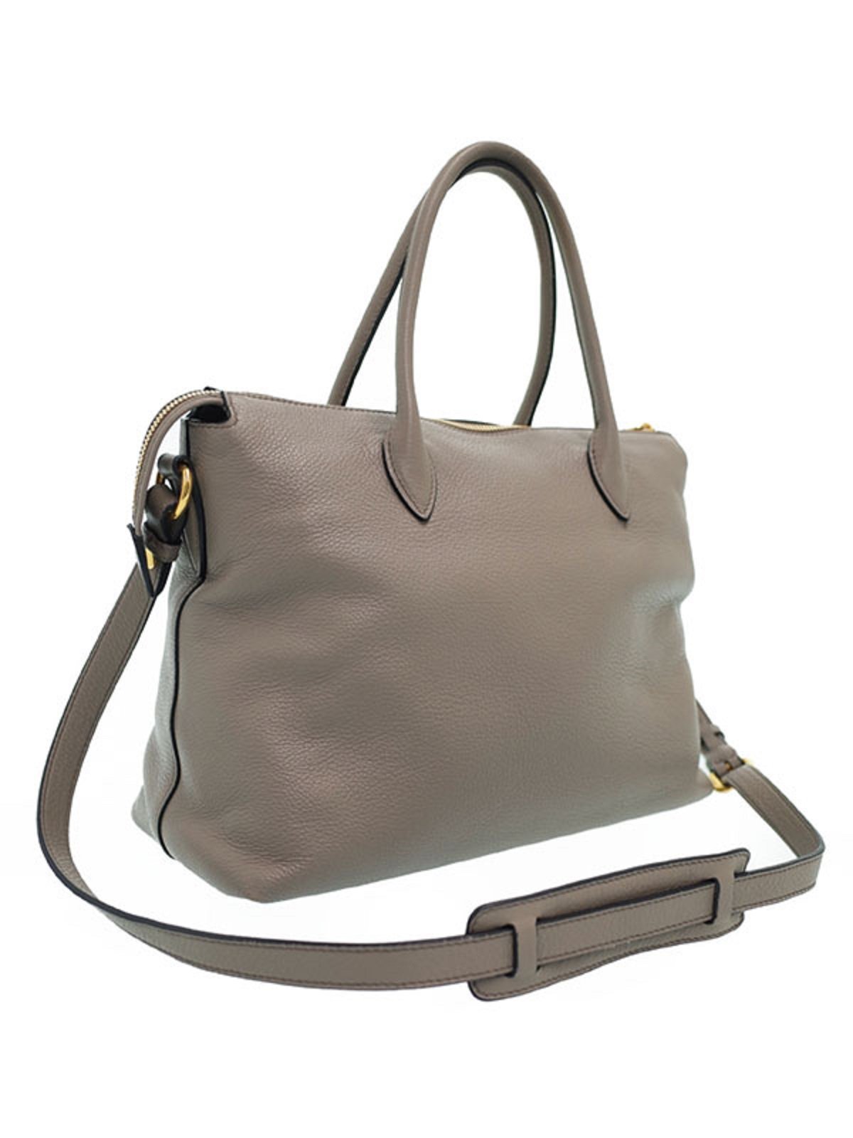 Prada Argilla Gray Vitello Phenix Leather Satchel Shoulder Bag