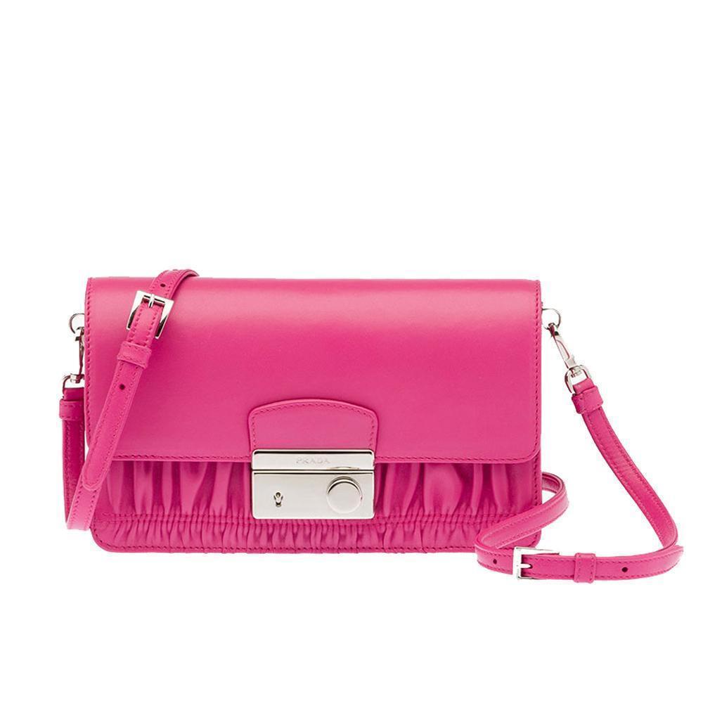 Prada Gaufre Classic Pink Nappa Leather Cross Body Handbag