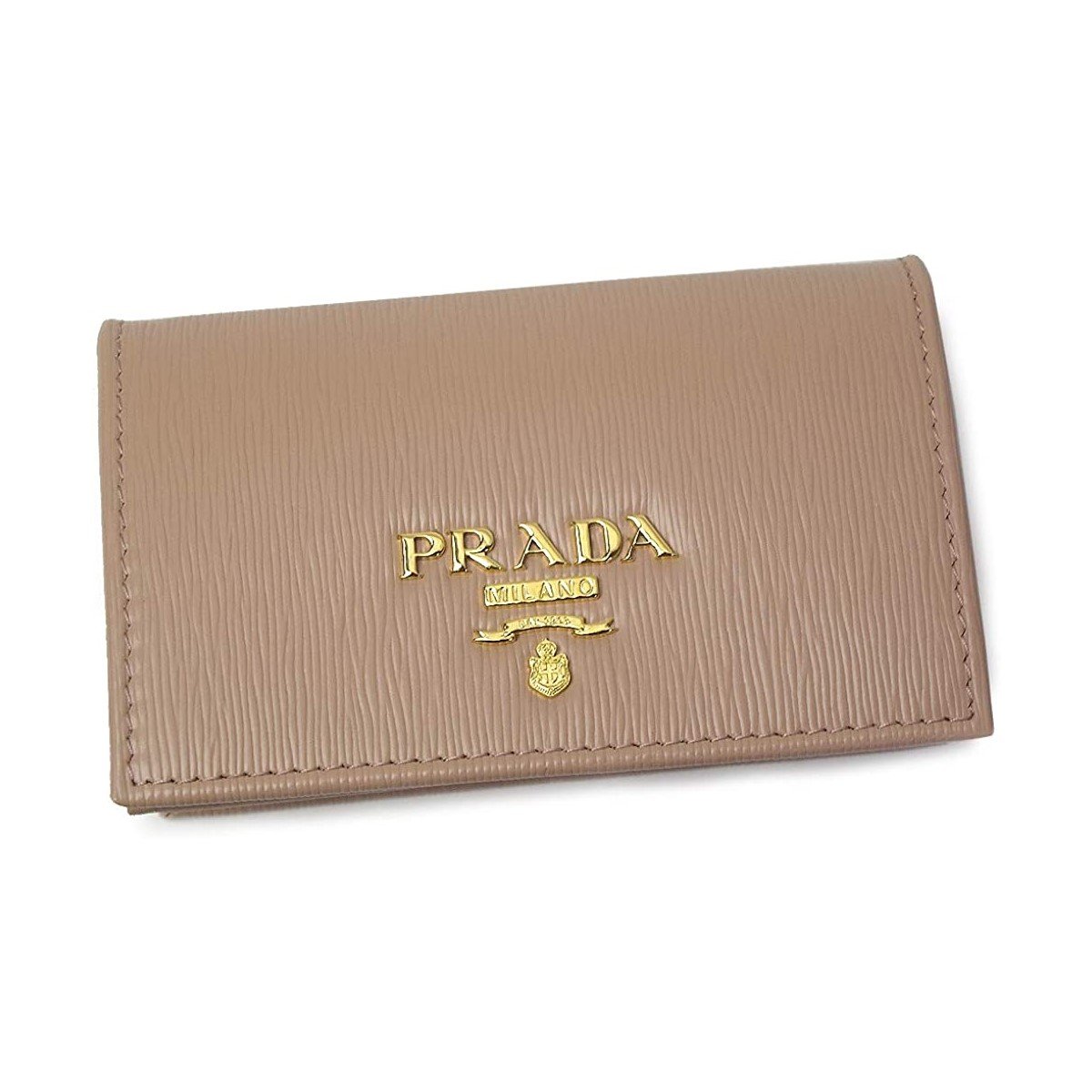 Prada Women's Vitello Move Cipria Beige Leather Card Case Wallet