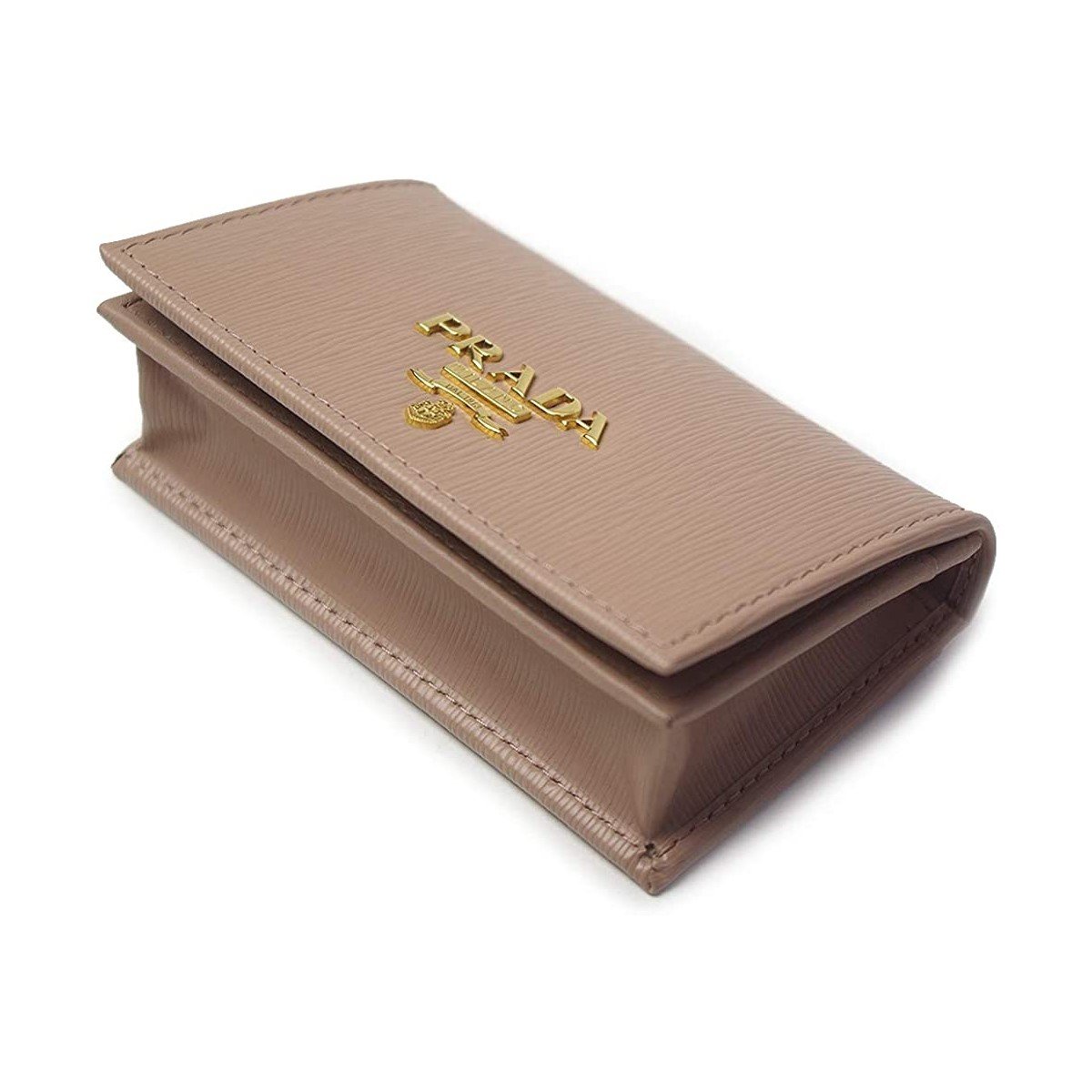 Prada Women's Vitello Move Cipria Beige Leather Card Case Wallet