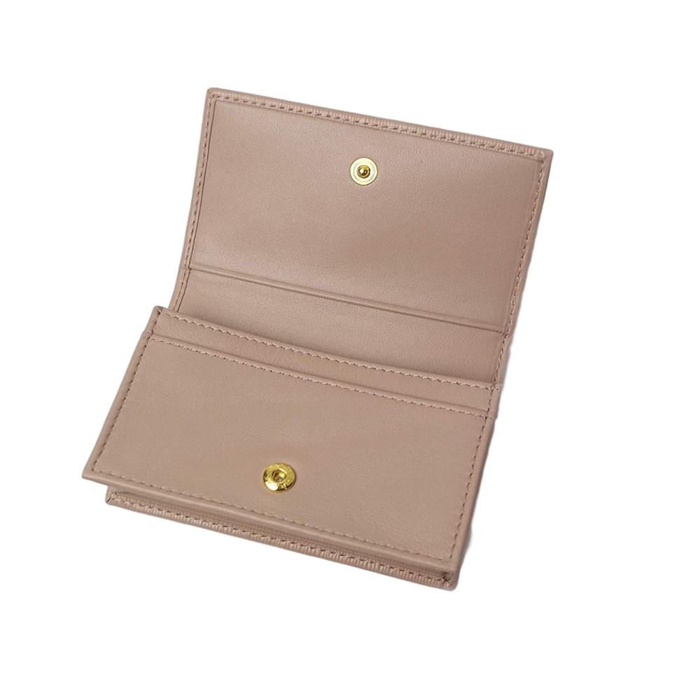 Prada Women's Vitello Move Cipria Beige Leather Card Case Wallet