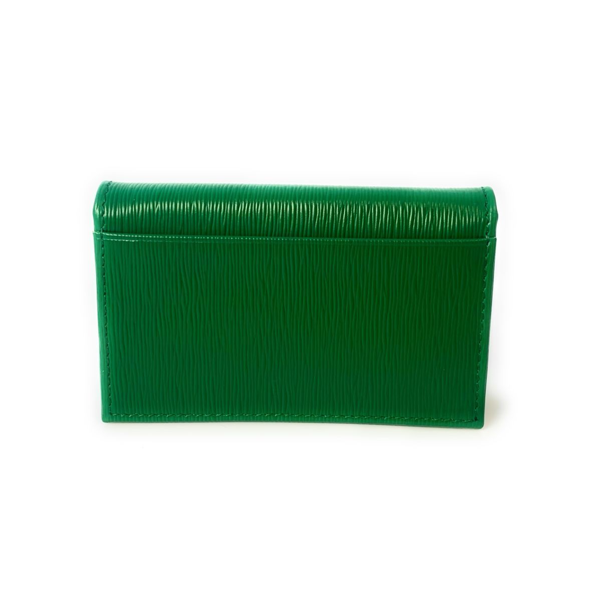 Prada Womens Vitello Move Verde Green Leather Card Case Wallet