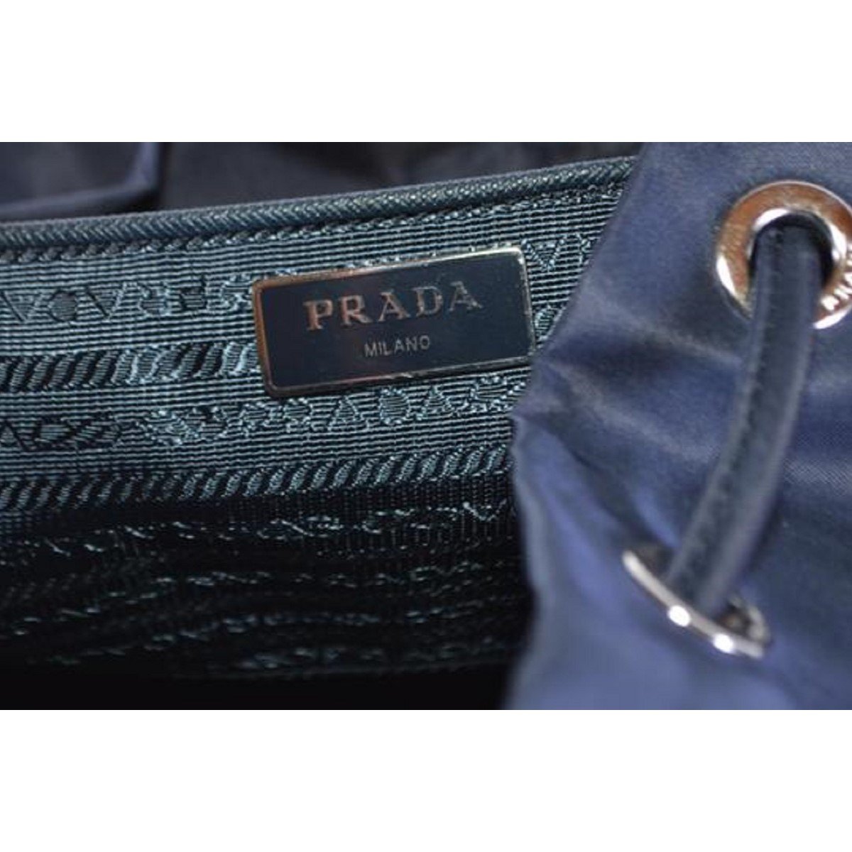 Prada Zainetto Navy Tessuto Nylon Leather Trim Backpack Rucksack