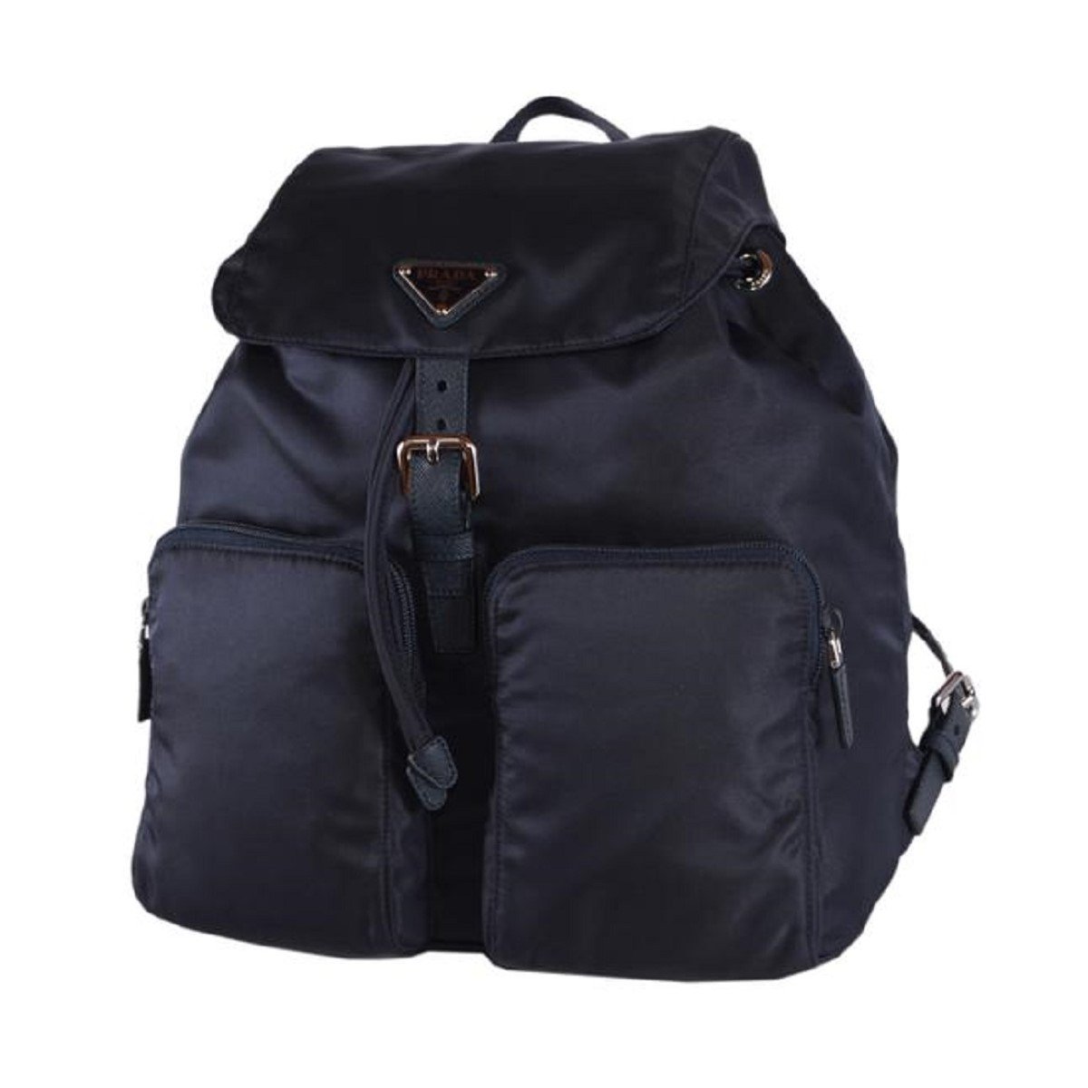 Prada Zainetto Navy Tessuto Nylon Leather Trim Backpack Rucksack