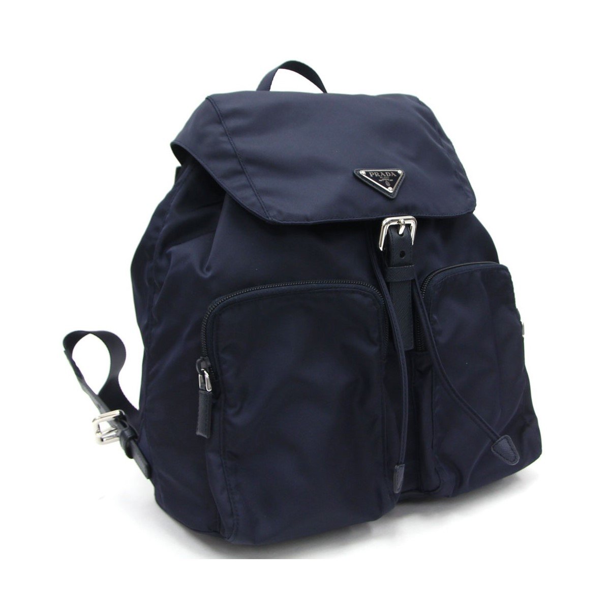 Prada Zainetto Navy Tessuto Nylon Leather Trim Backpack Rucksack