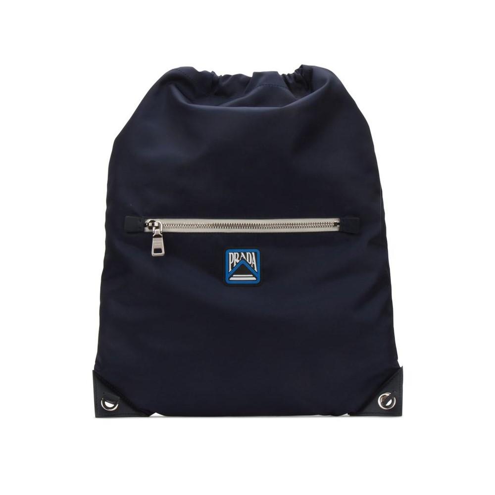 Prada Zaino Navy Tessuto Nylon Drawstring Backpack