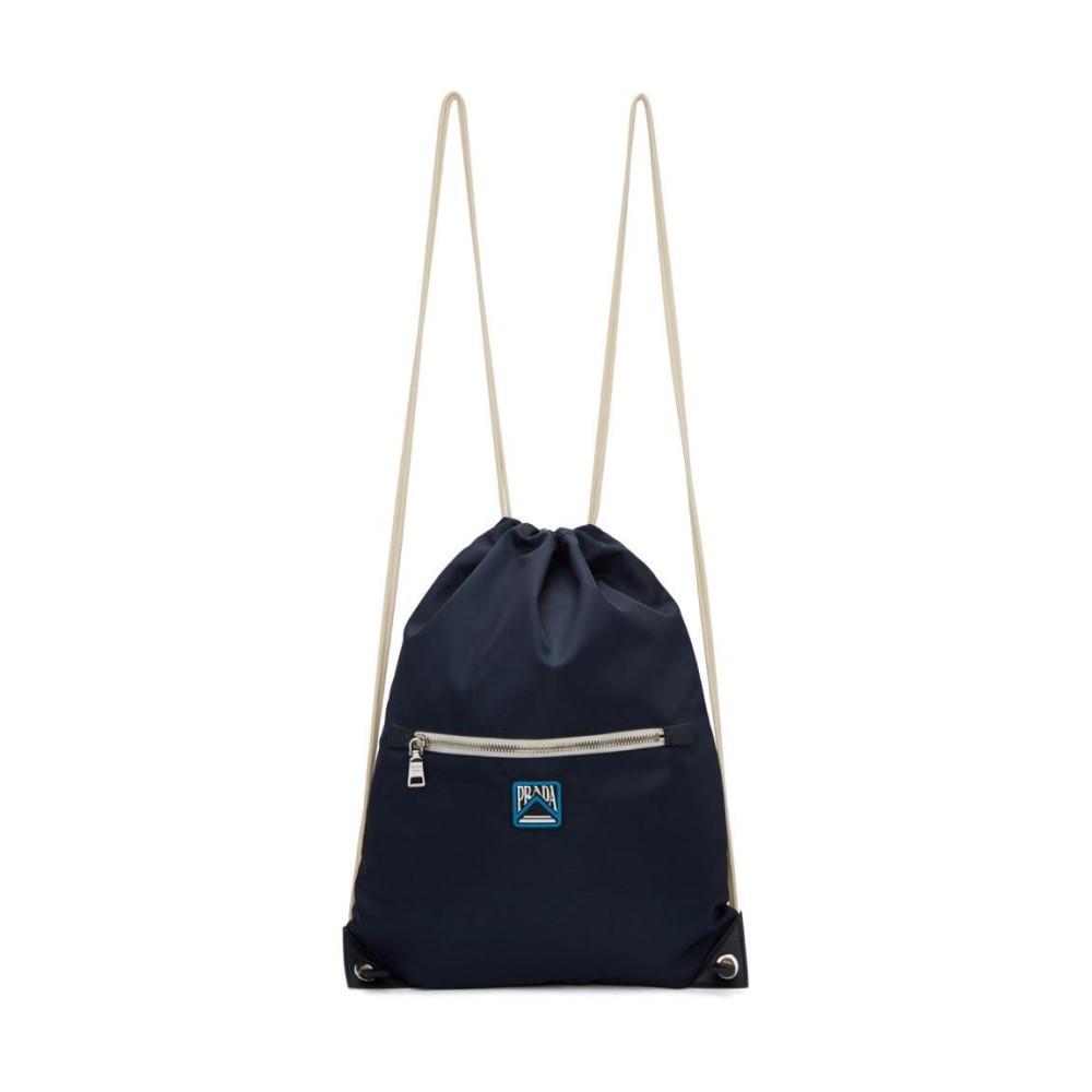 Prada Zaino Navy Tessuto Nylon Drawstring Backpack