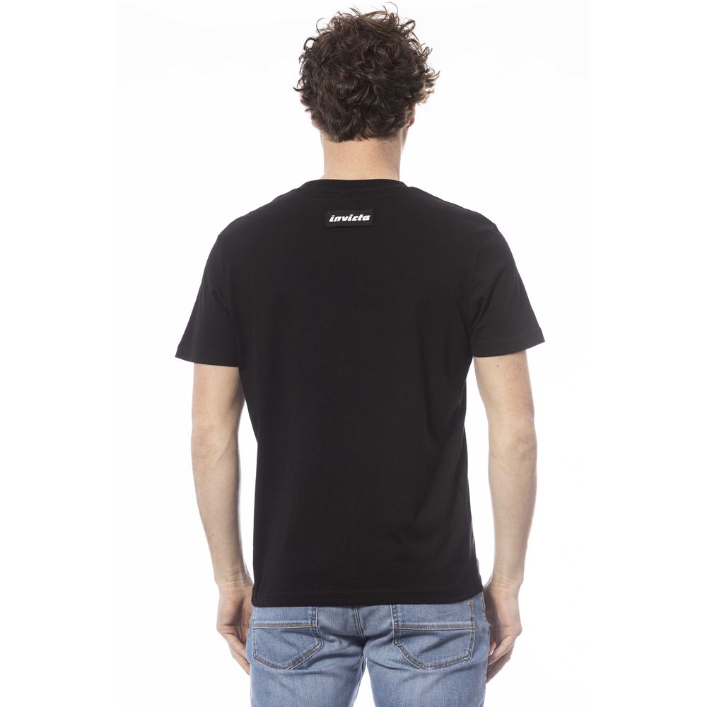 Invicta Sleek Black Cotton Crew Neck Tee