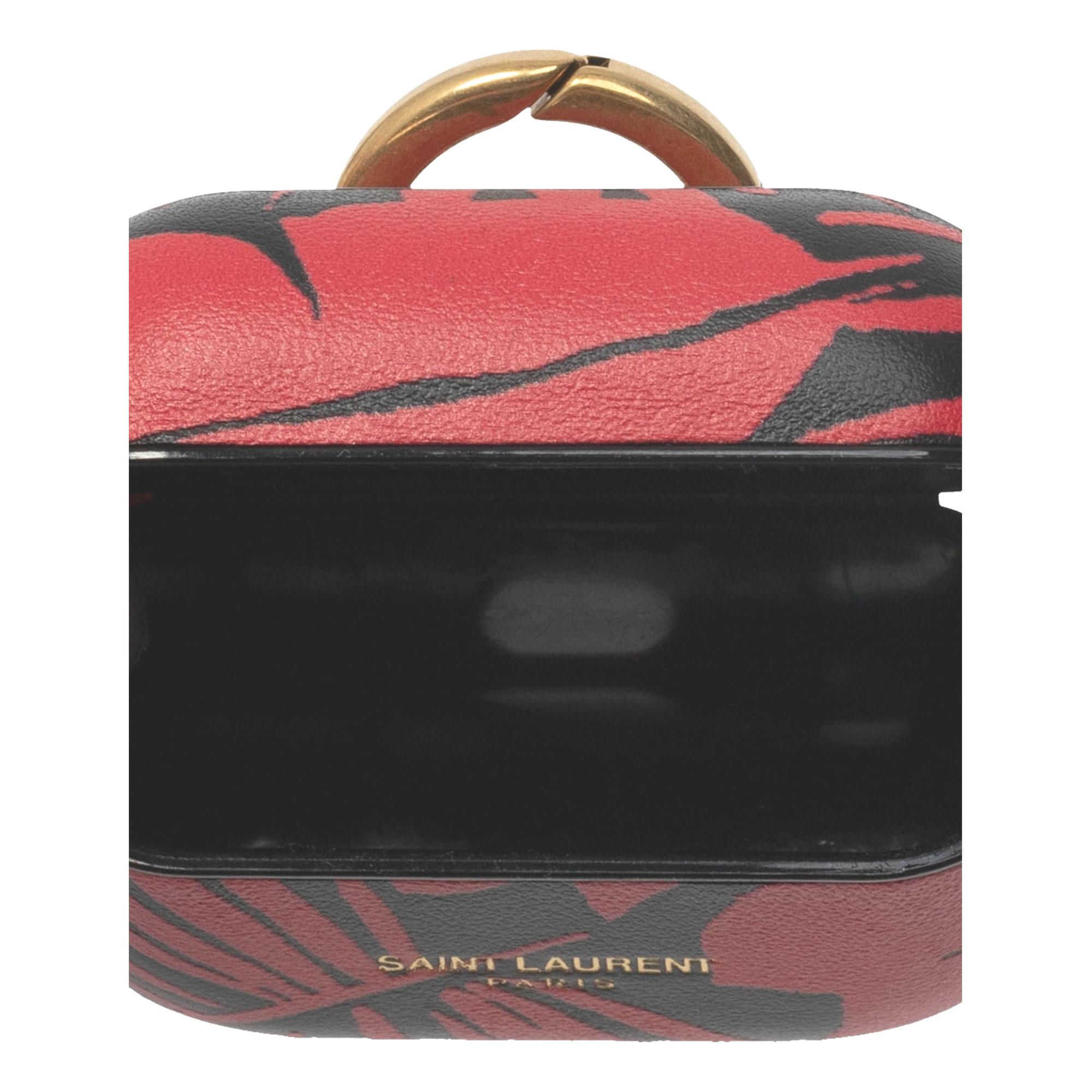 Saint Laurent Abstract Print Black and Red Leather Airpods Pro Case