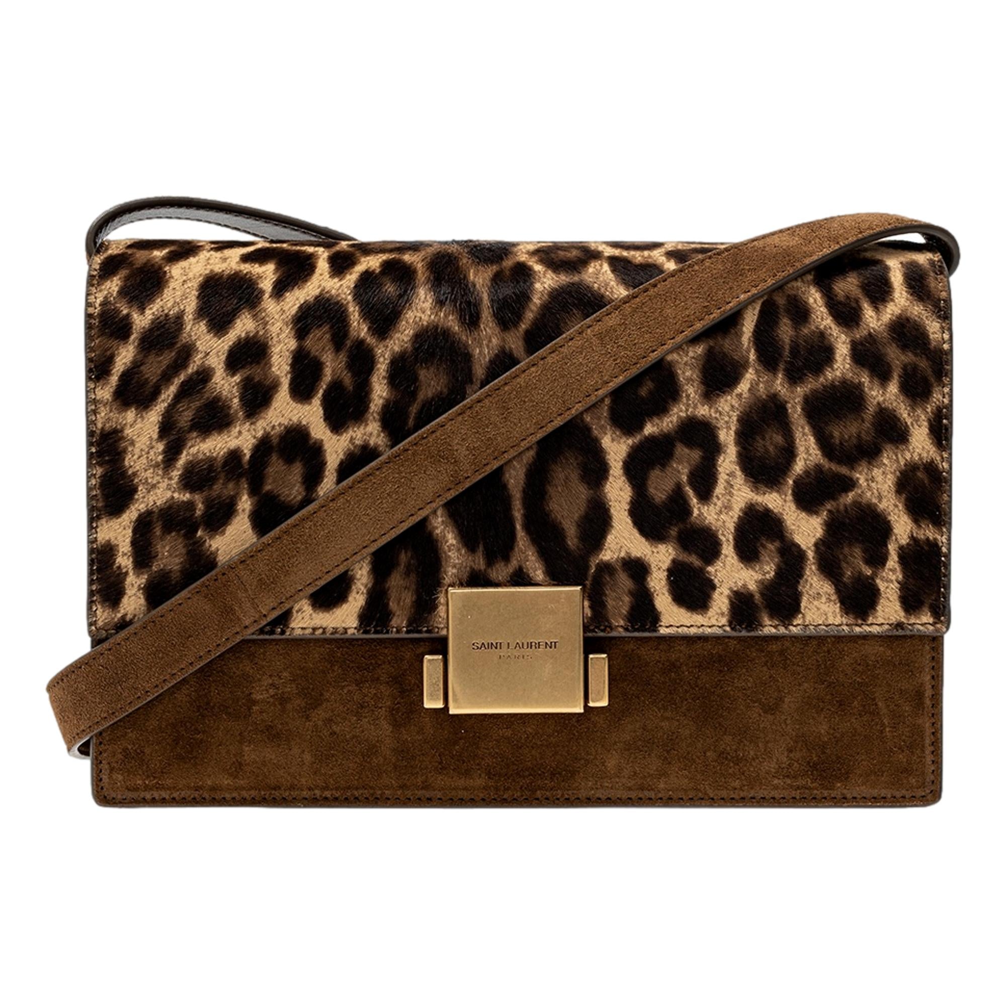 Saint Laurent Bellechasse Leopard Print Pony Hair Suede Crossbody