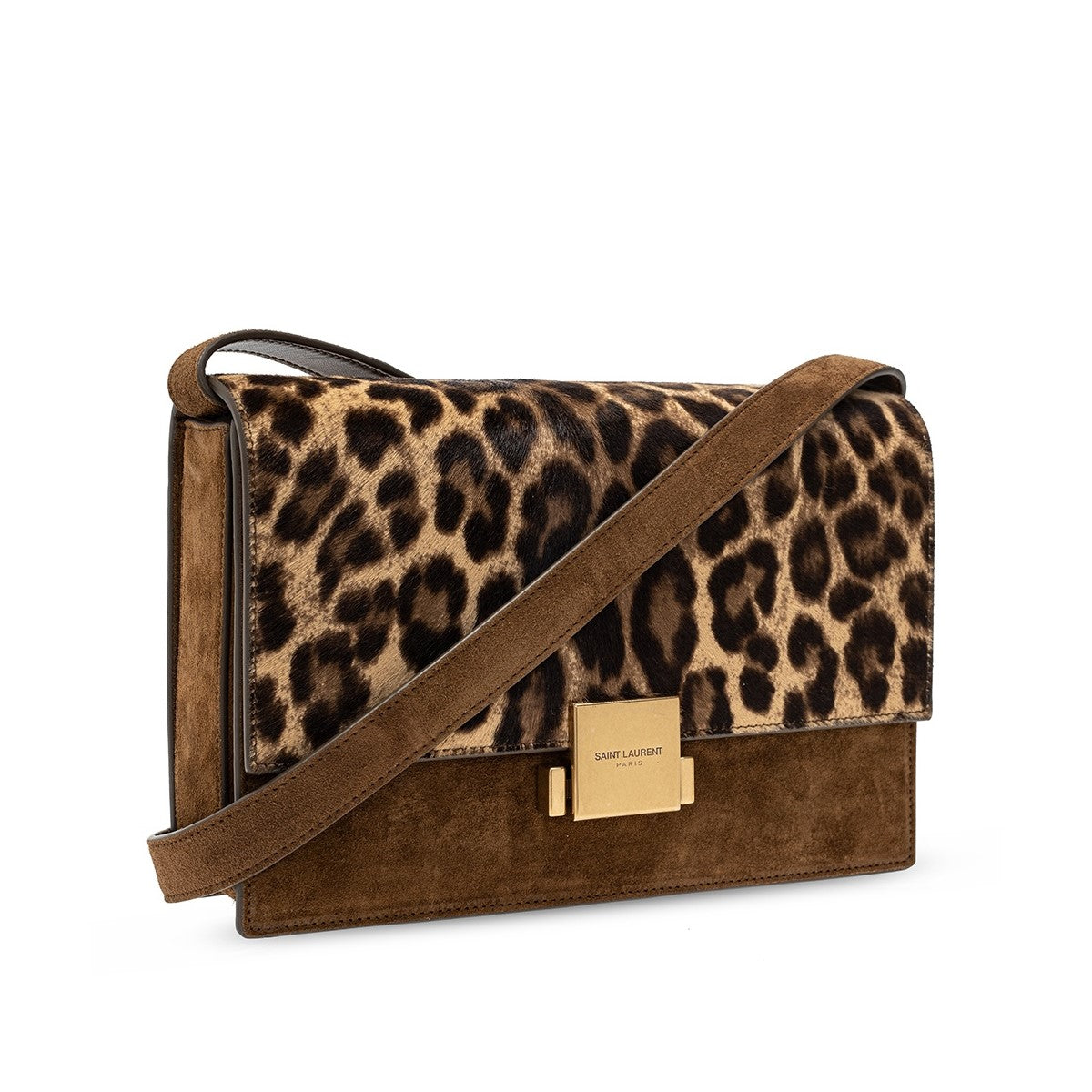 Saint Laurent Bellechasse Leopard Print Pony Hair Suede Crossbody