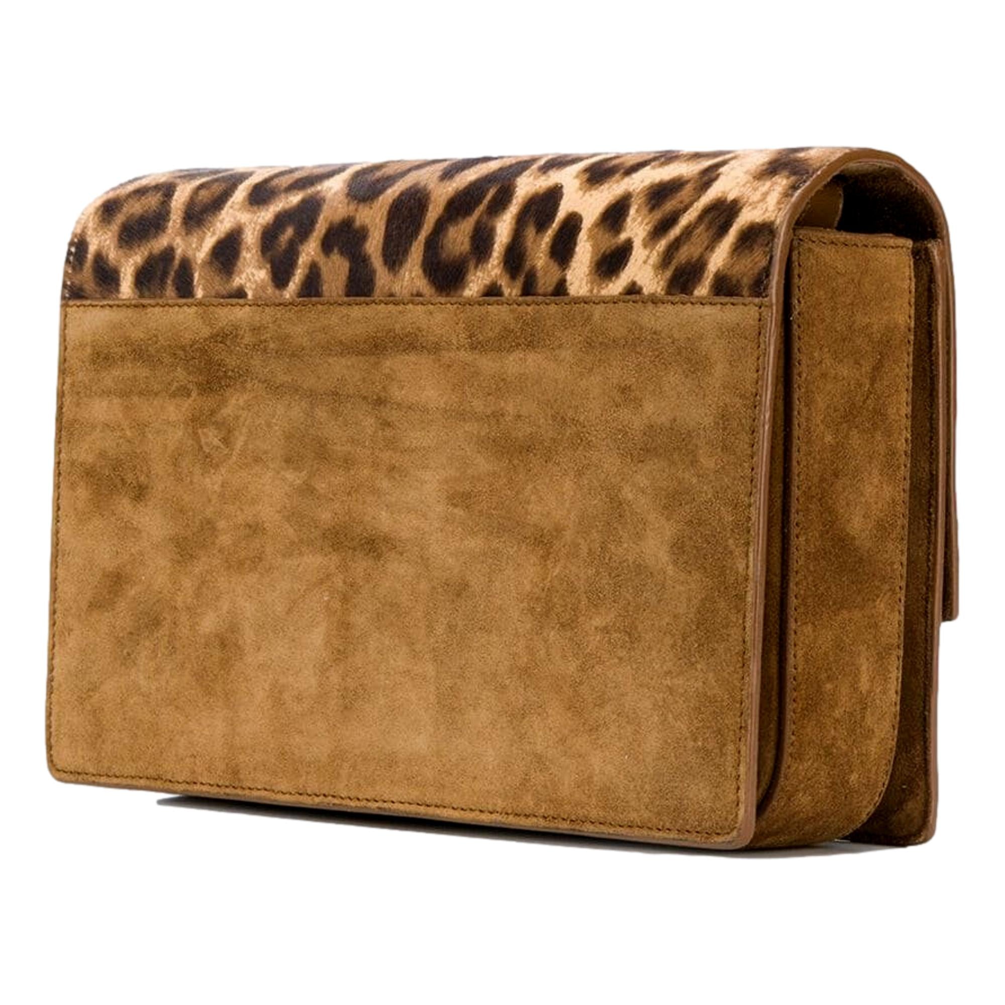 Saint Laurent Bellechasse Leopard Print Pony Hair Suede Crossbody