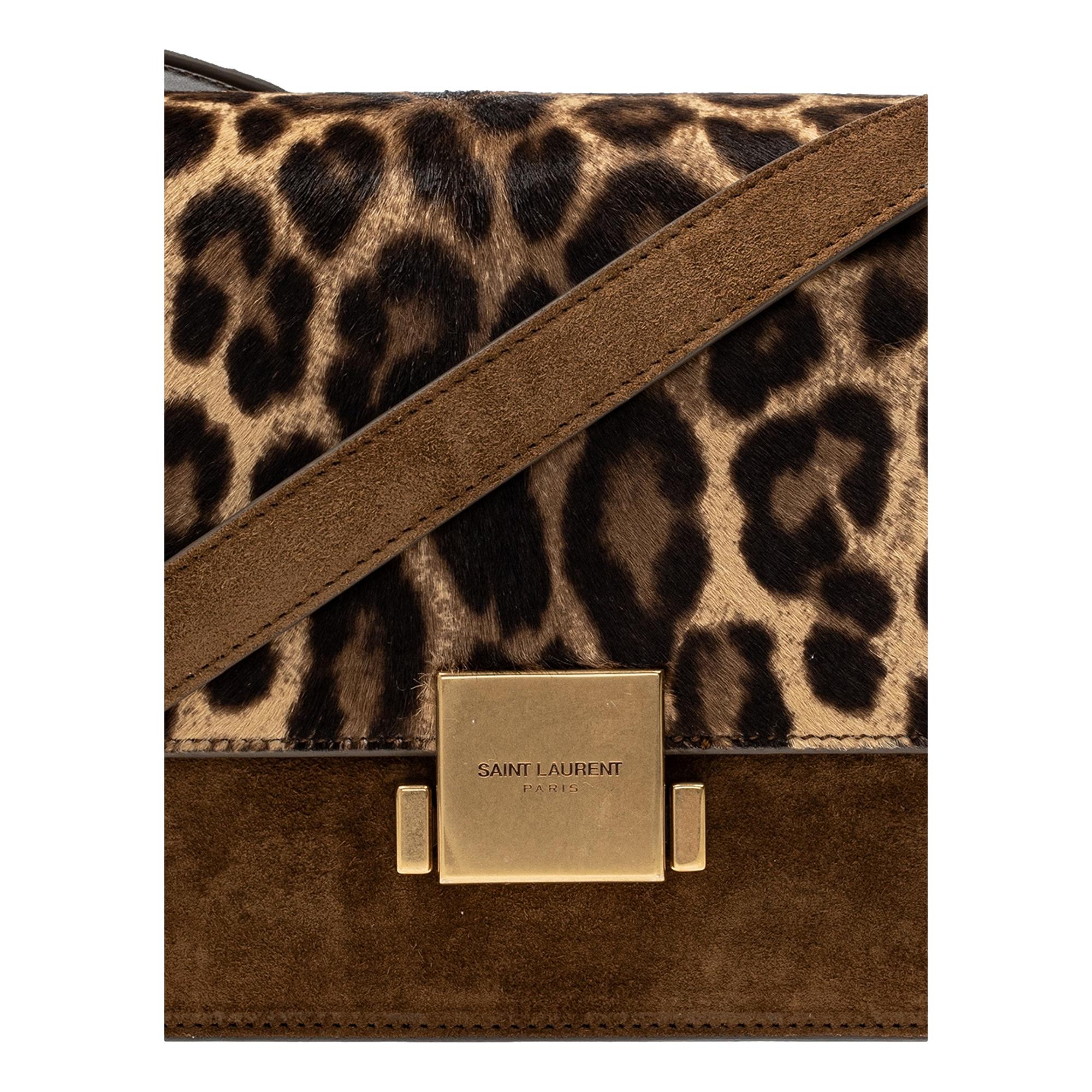 Saint Laurent Bellechasse Leopard Print Pony Hair Suede Crossbody