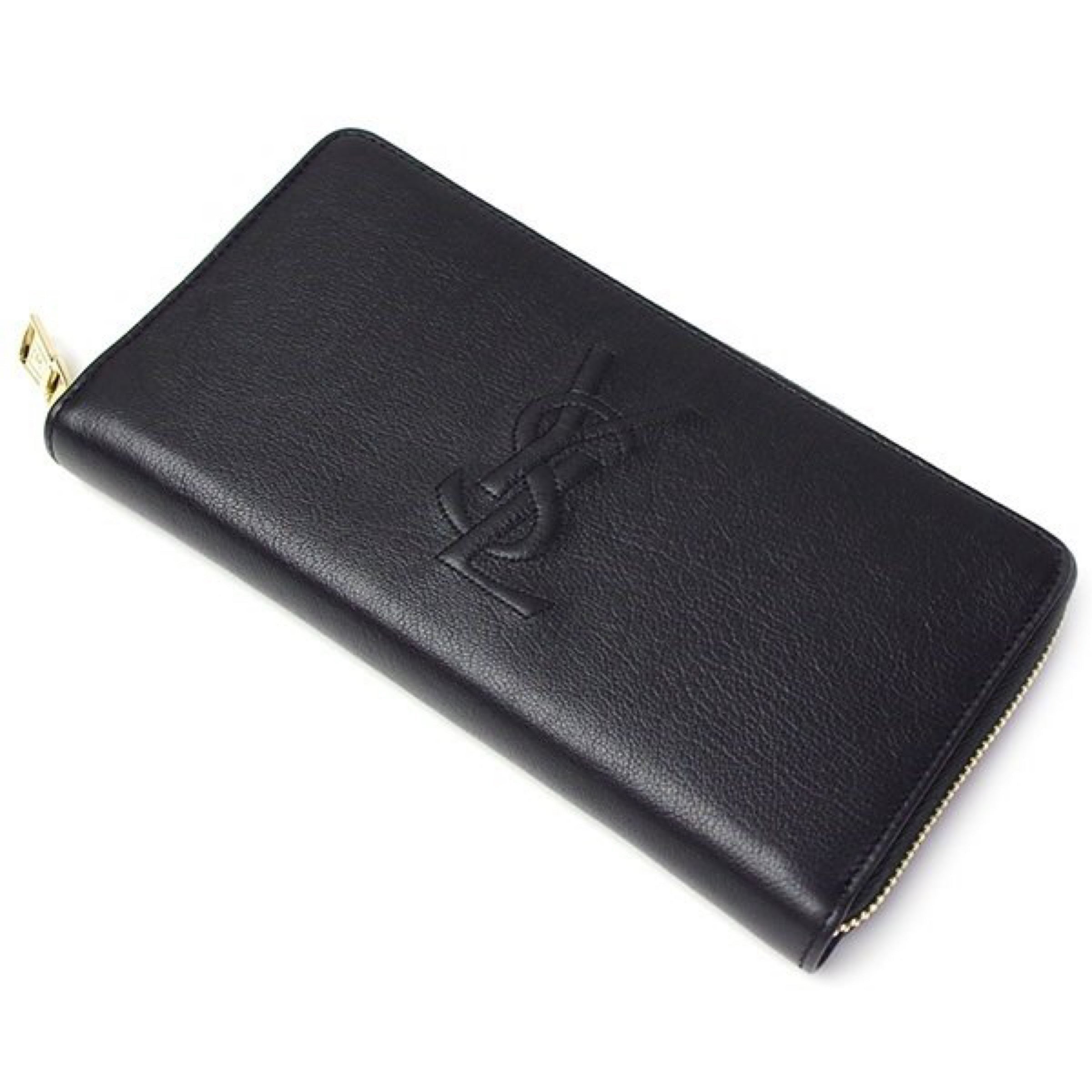 Saint Laurent Black Belle De Jour Leather Zip Around Wallet