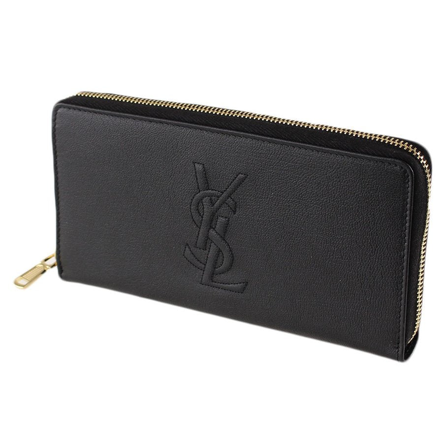 Saint Laurent Black Belle De Jour Leather Zip Around Wallet