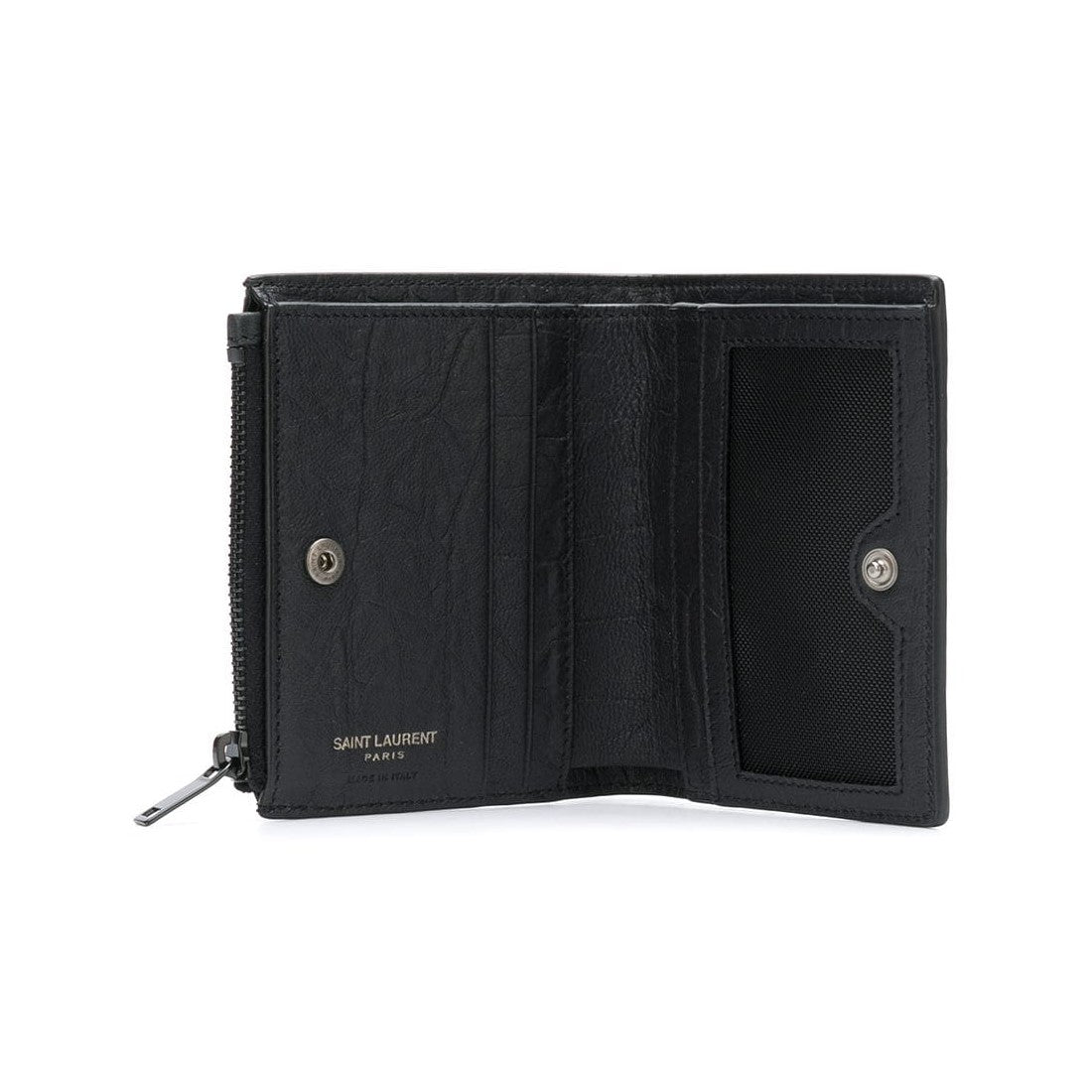 Saint Laurent Black Crocodile Calf Leather YSL Monogram Wallet