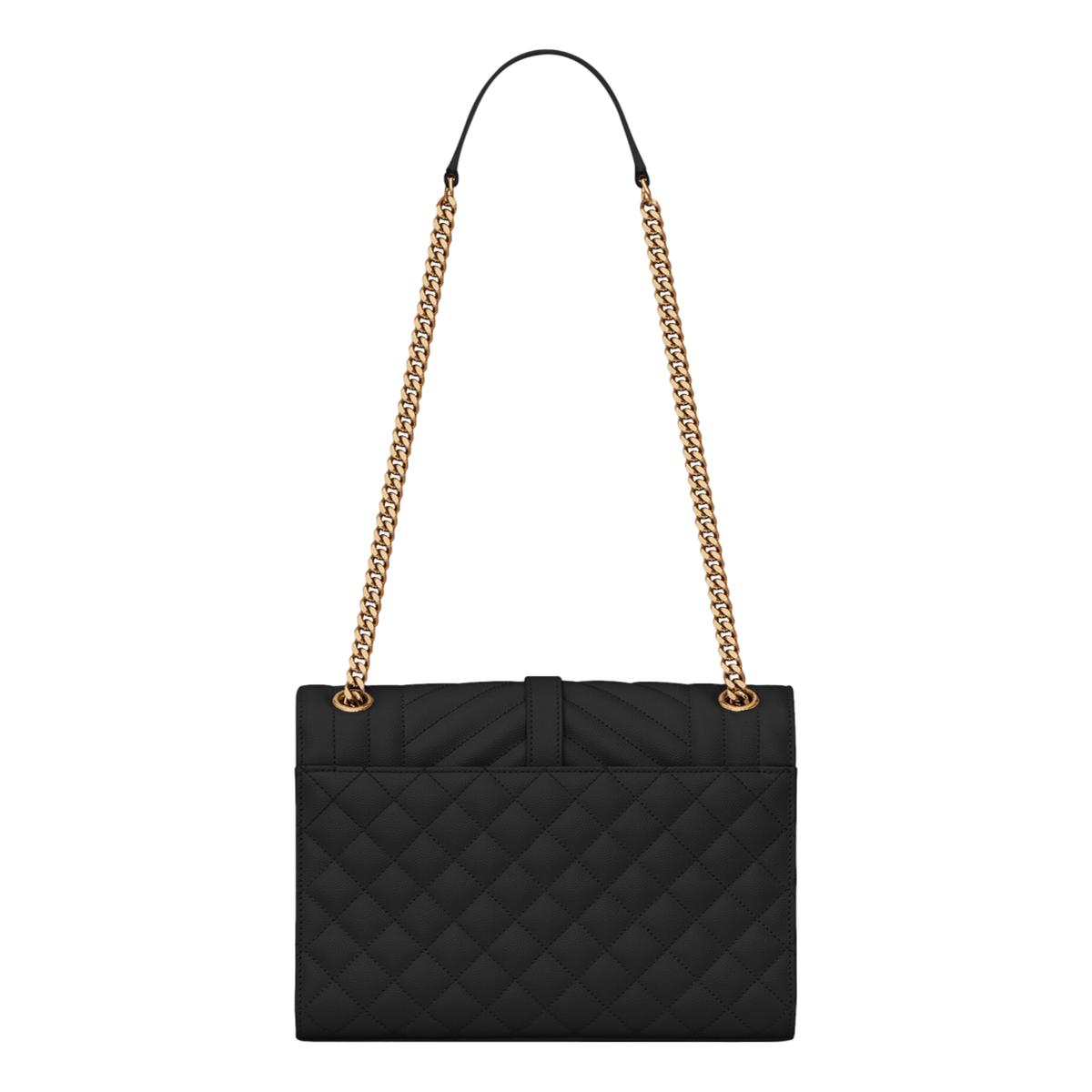 Saint Laurent Black Grain de Poudre Matelasse Medium Shoulder Bag