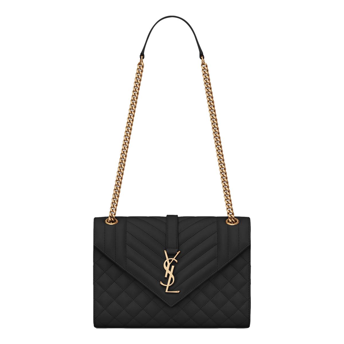 Saint Laurent Black Grain de Poudre Matelasse Medium Shoulder Bag