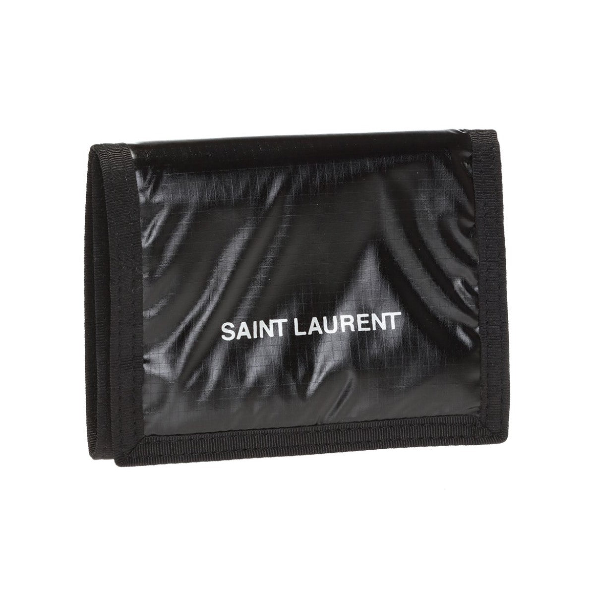 Saint Laurent Nuxx Ripstop Black Trifold Flap Wallet