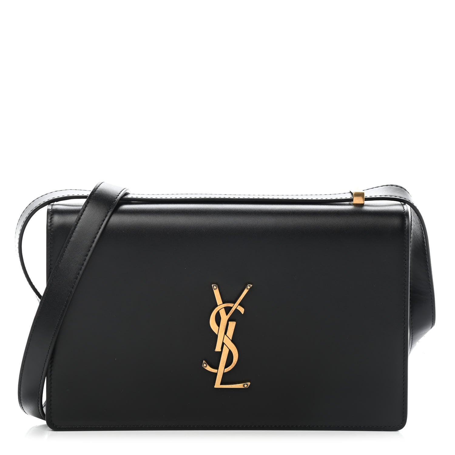 Saint Laurent Boston Lux Monogram Black Leather Shoulder Bag