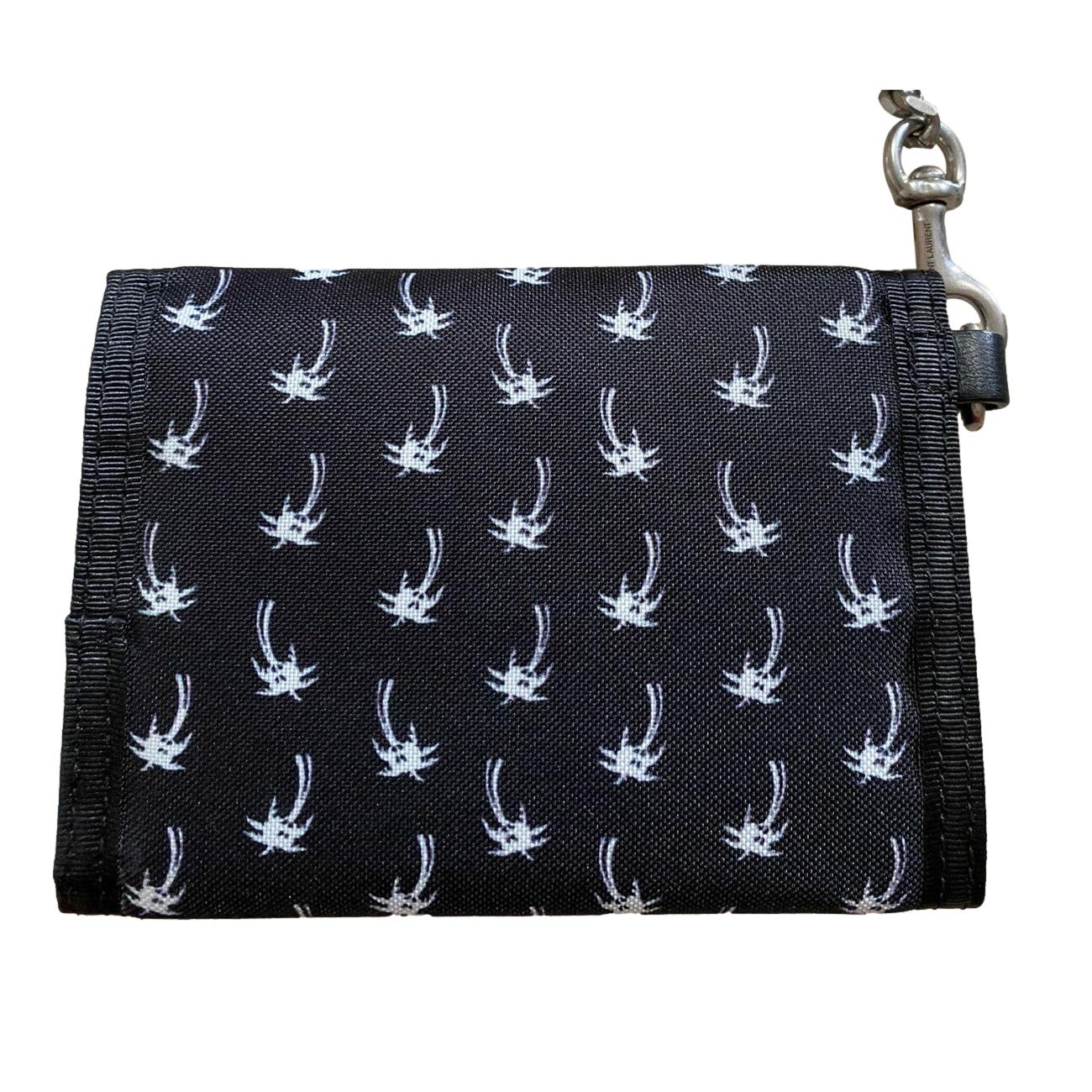 Saint Laurent Buffalo Palm Tree Black Nylon Chain Trifold Wallet