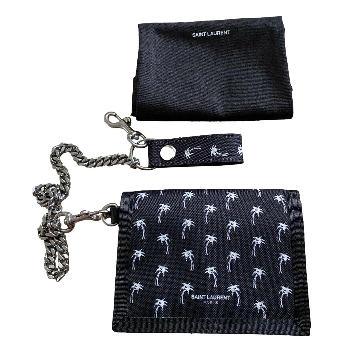 Saint Laurent Buffalo Palm Tree Black Nylon Chain Trifold Wallet