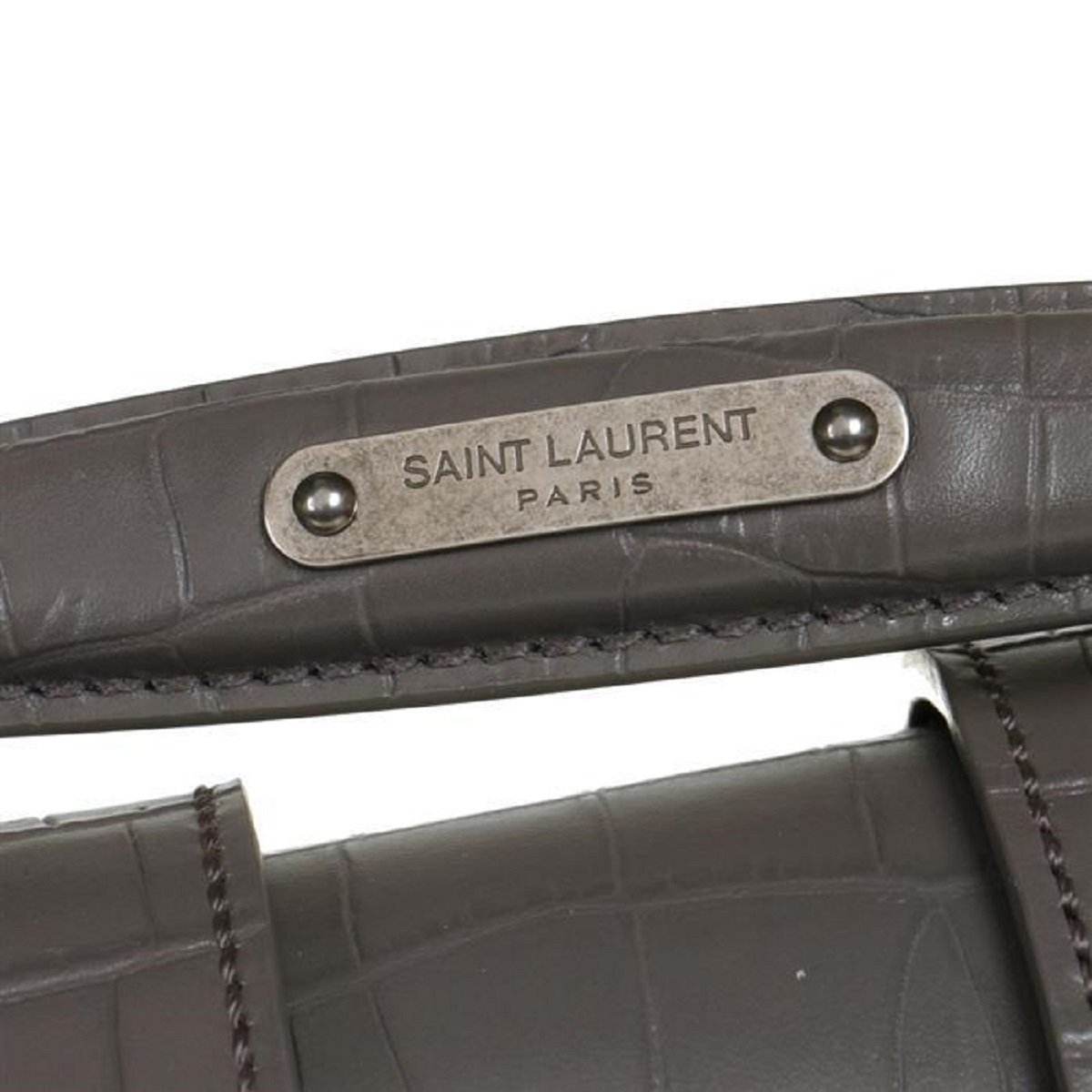 Saint Laurent Charlotte Crocodile Embossed Leather Grey Bag