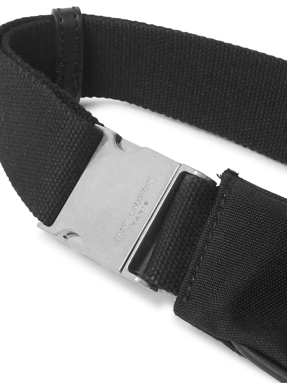 Saint Laurent City Unisex Belt Bag Black Canvas Leather Trim