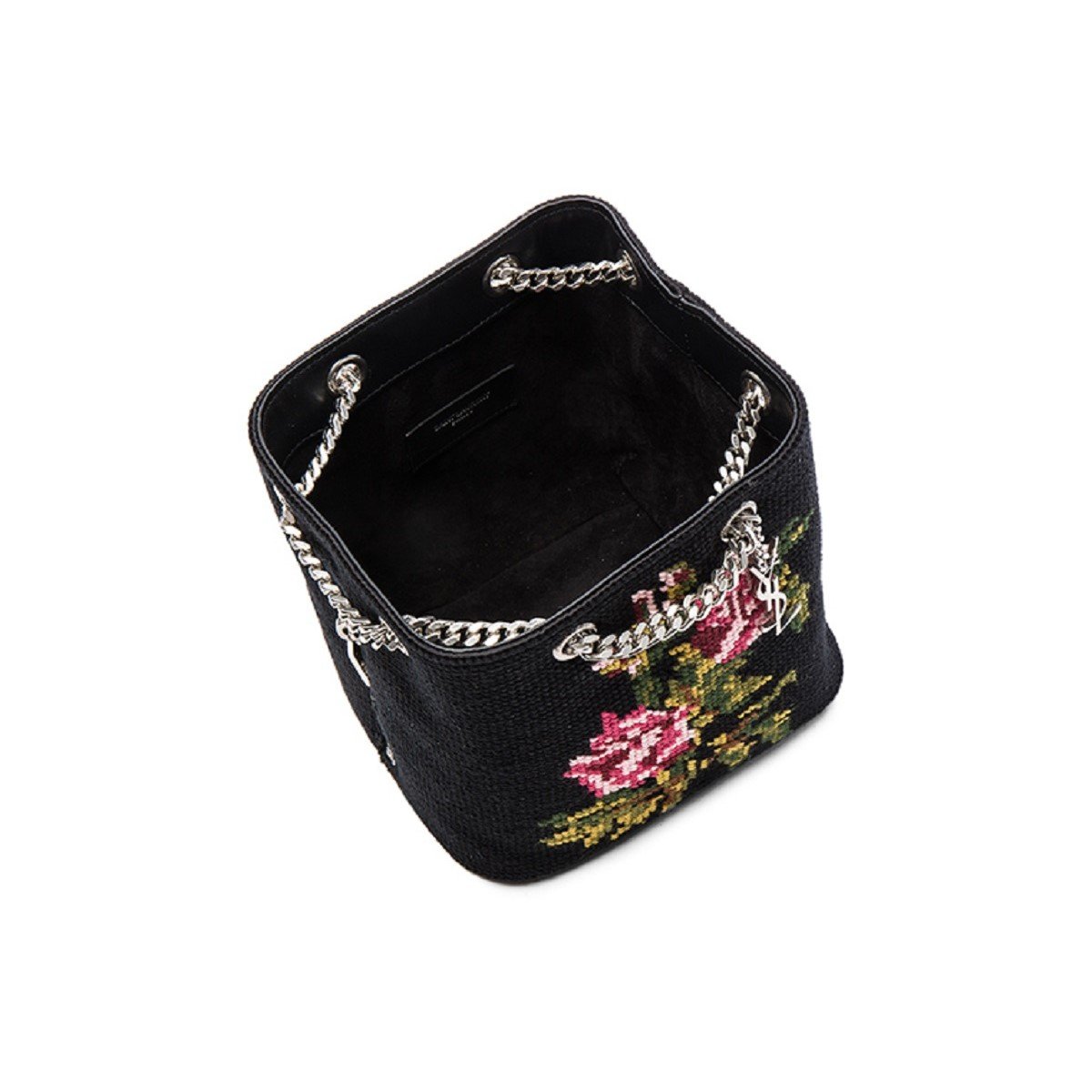 Saint Laurent Emmanuelle Bucket Bag Grunge Rose Needlepoint