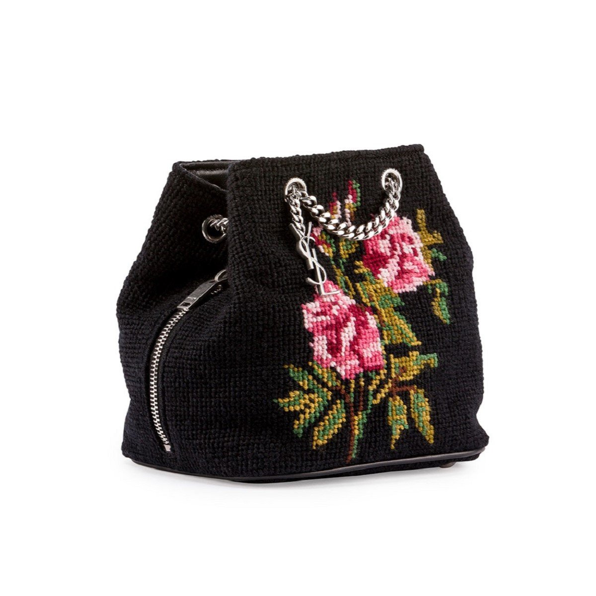 Saint Laurent Emmanuelle Bucket Bag Grunge Rose Needlepoint