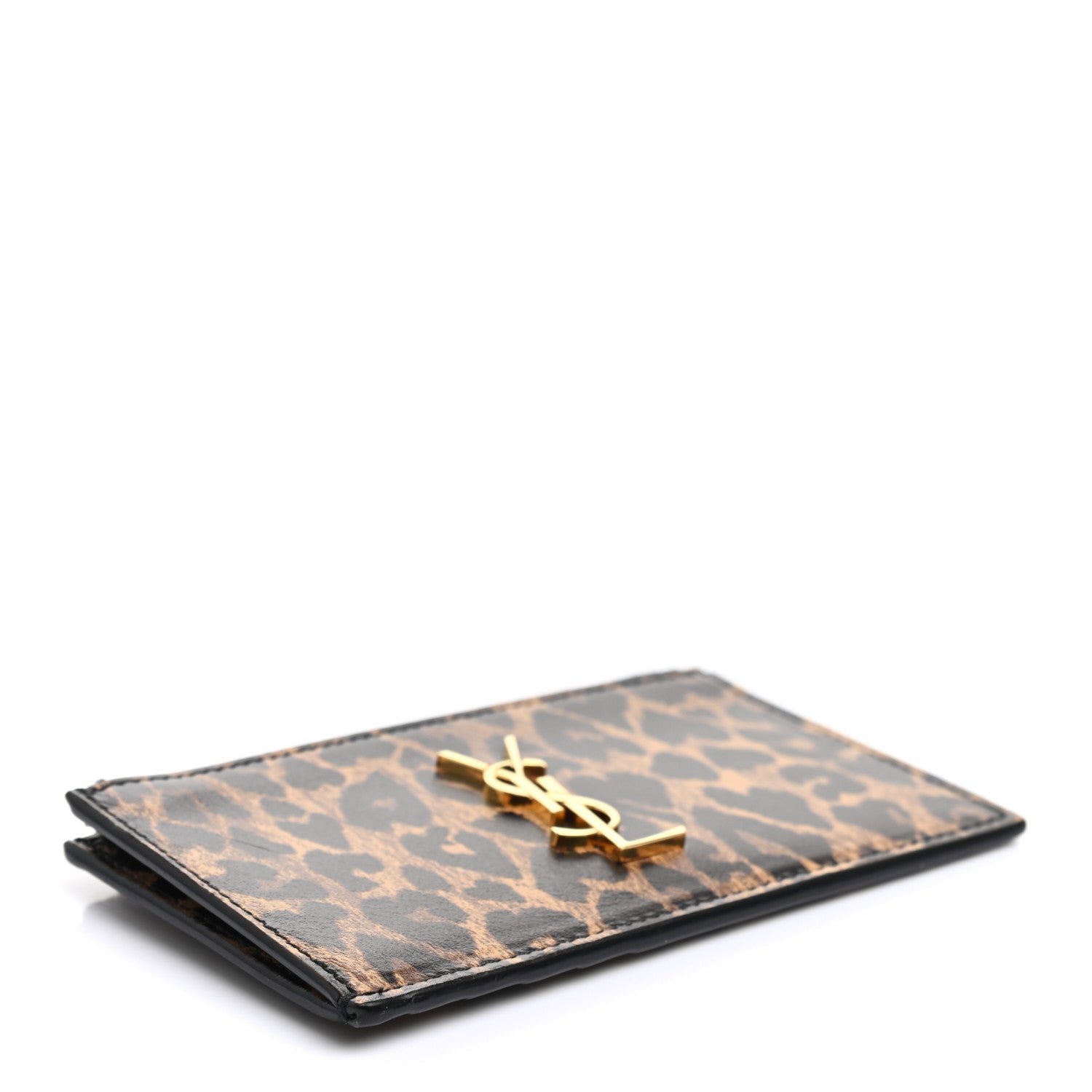 Saint Laurent Fragments Monogram Leopard Leather Wallet