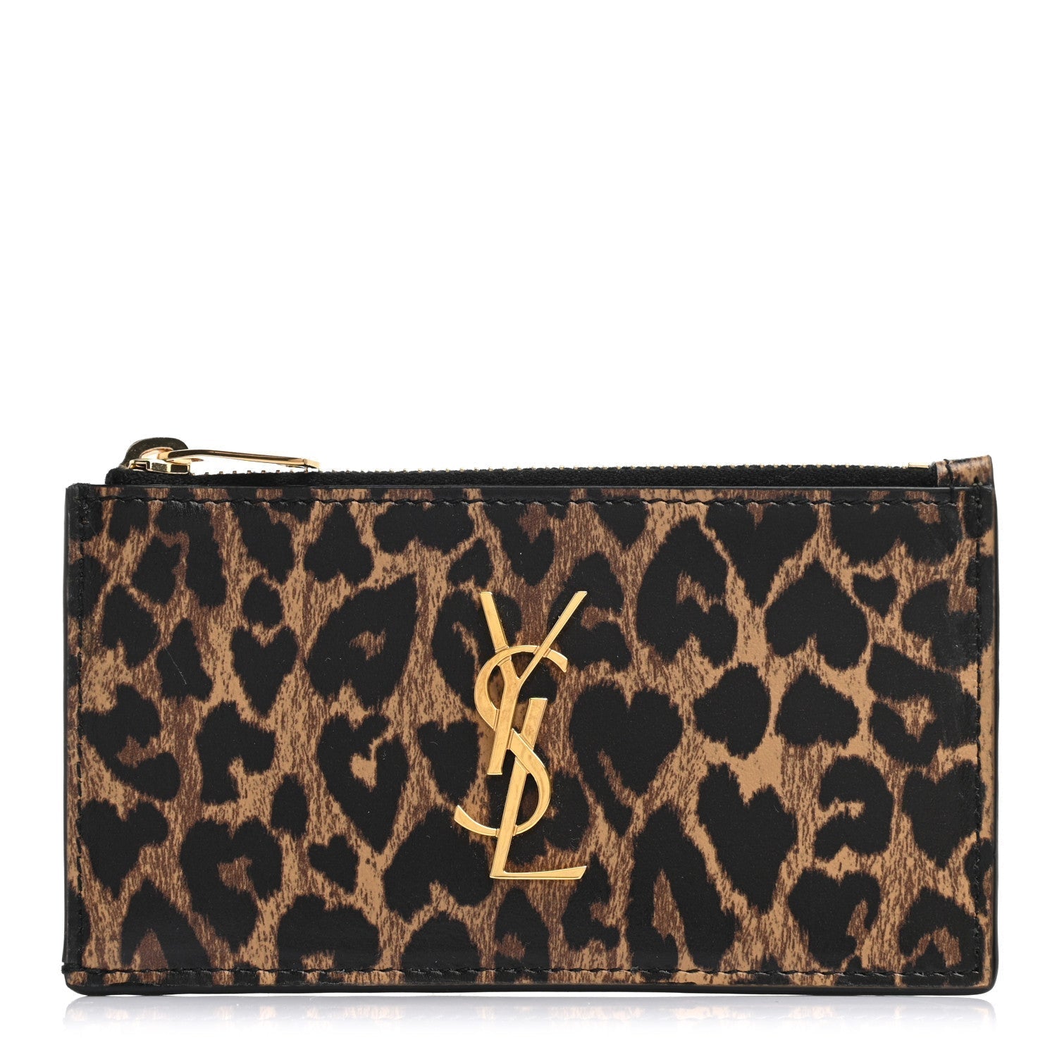 Saint Laurent Fragments Monogram Leopard Leather Wallet