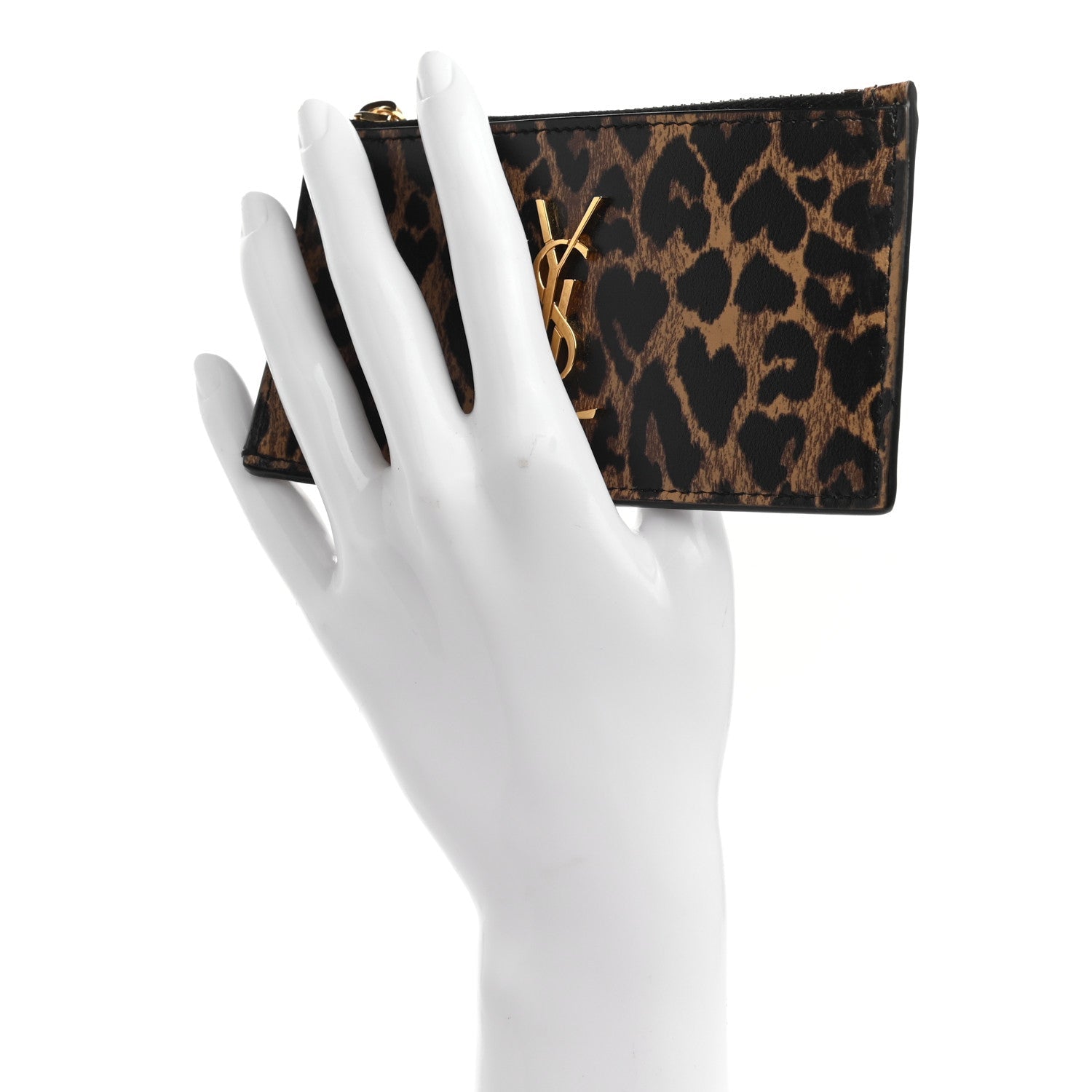 Saint Laurent Fragments Monogram Leopard Leather Wallet