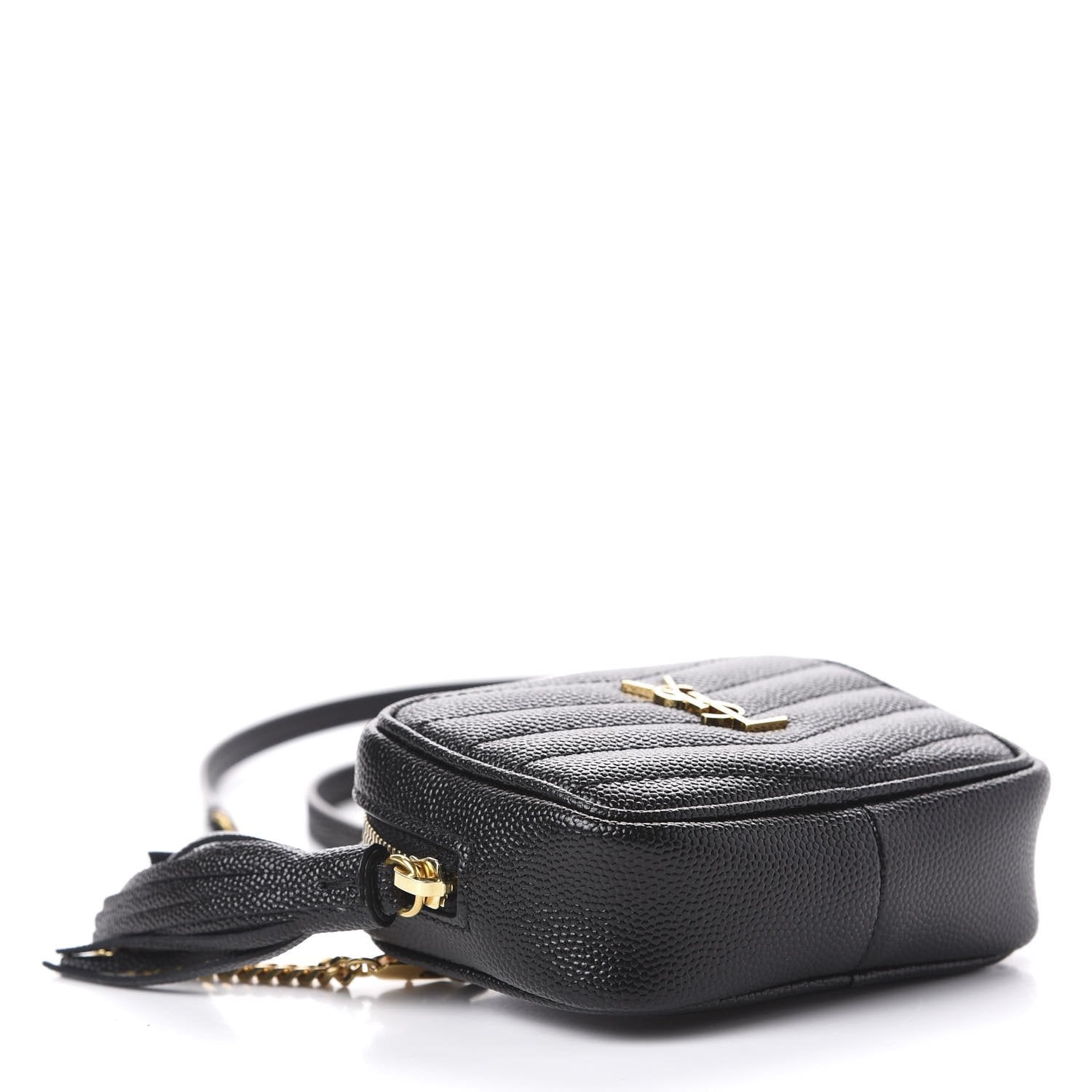 Saint Laurent Grain De Poudre Matelasse Monogram Baby Lou Camera Bag Black