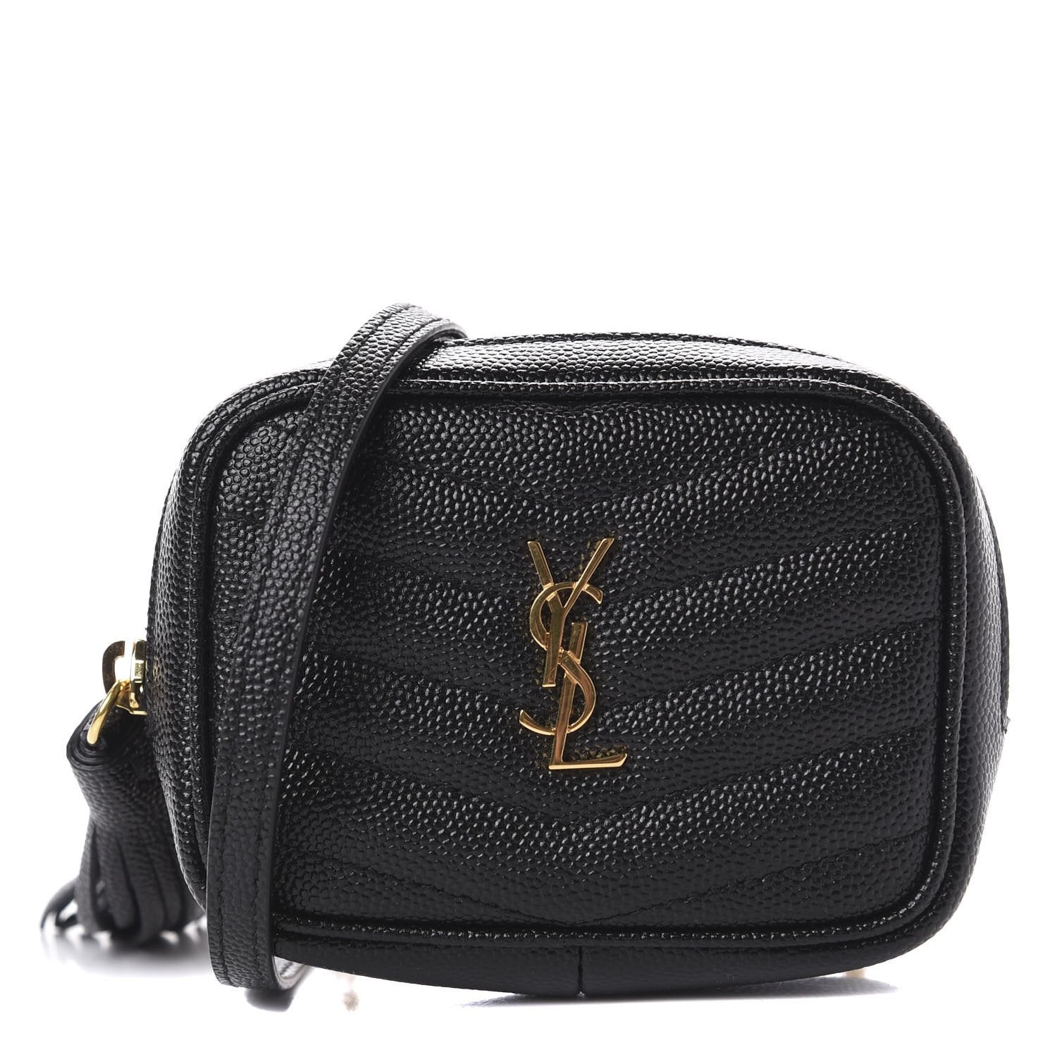 Saint Laurent Grain De Poudre Matelasse Monogram Baby Lou Camera Bag Black