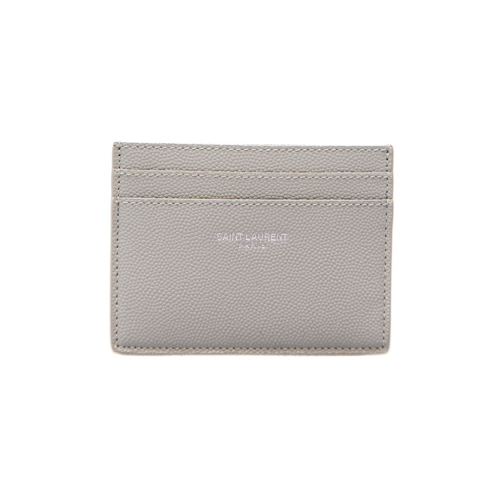 Saint Laurent Grey Grain de Poudre Leather Credit Card Case