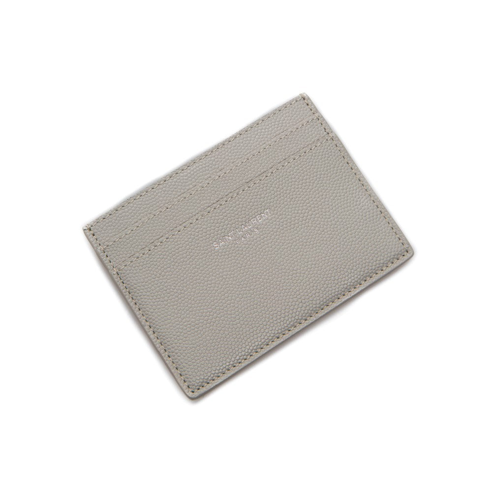 Saint Laurent Grey Grain de Poudre Leather Credit Card Case