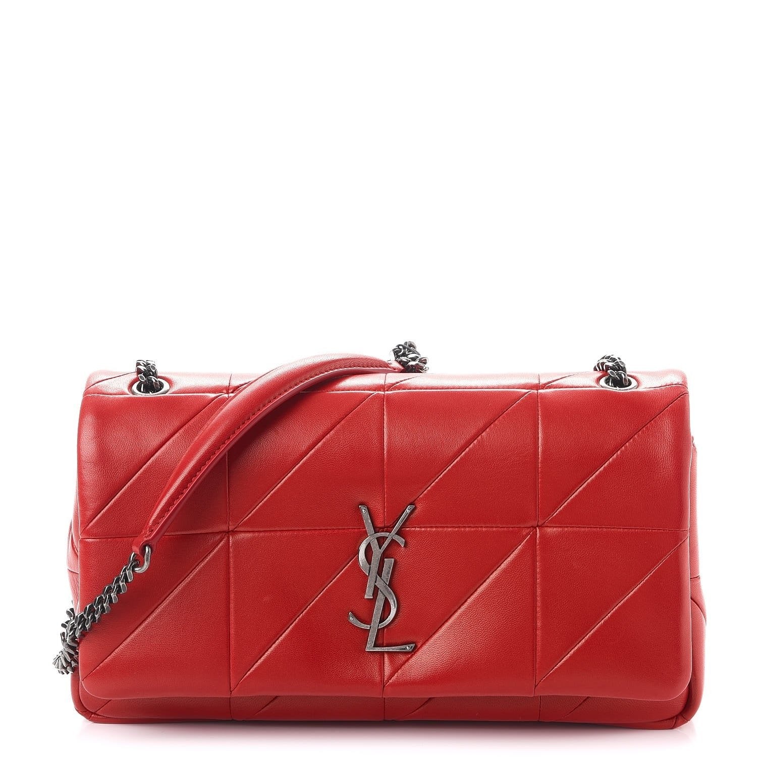 Saint Laurent Jamie Monogram "Carré Rive Gauche Red Lambskin Leather