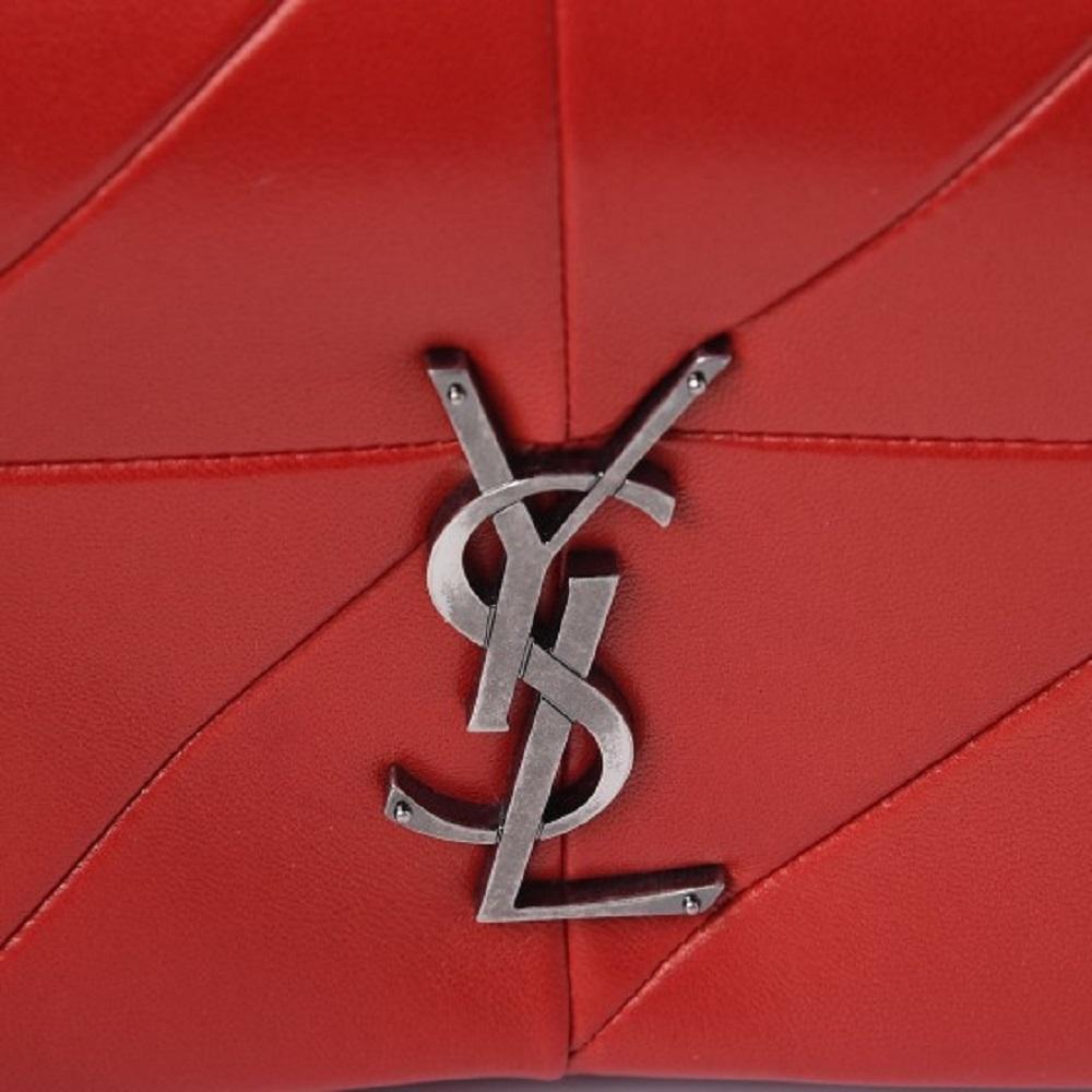 Saint Laurent Jamie Monogram "Carré Rive Gauche Red Lambskin Leather