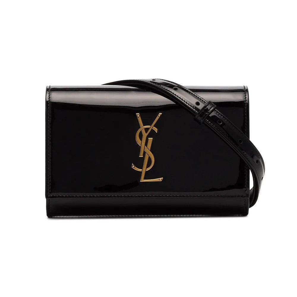 Saint Laurent Kate Black Patent Leather Monogram 85/34 Belt Bag