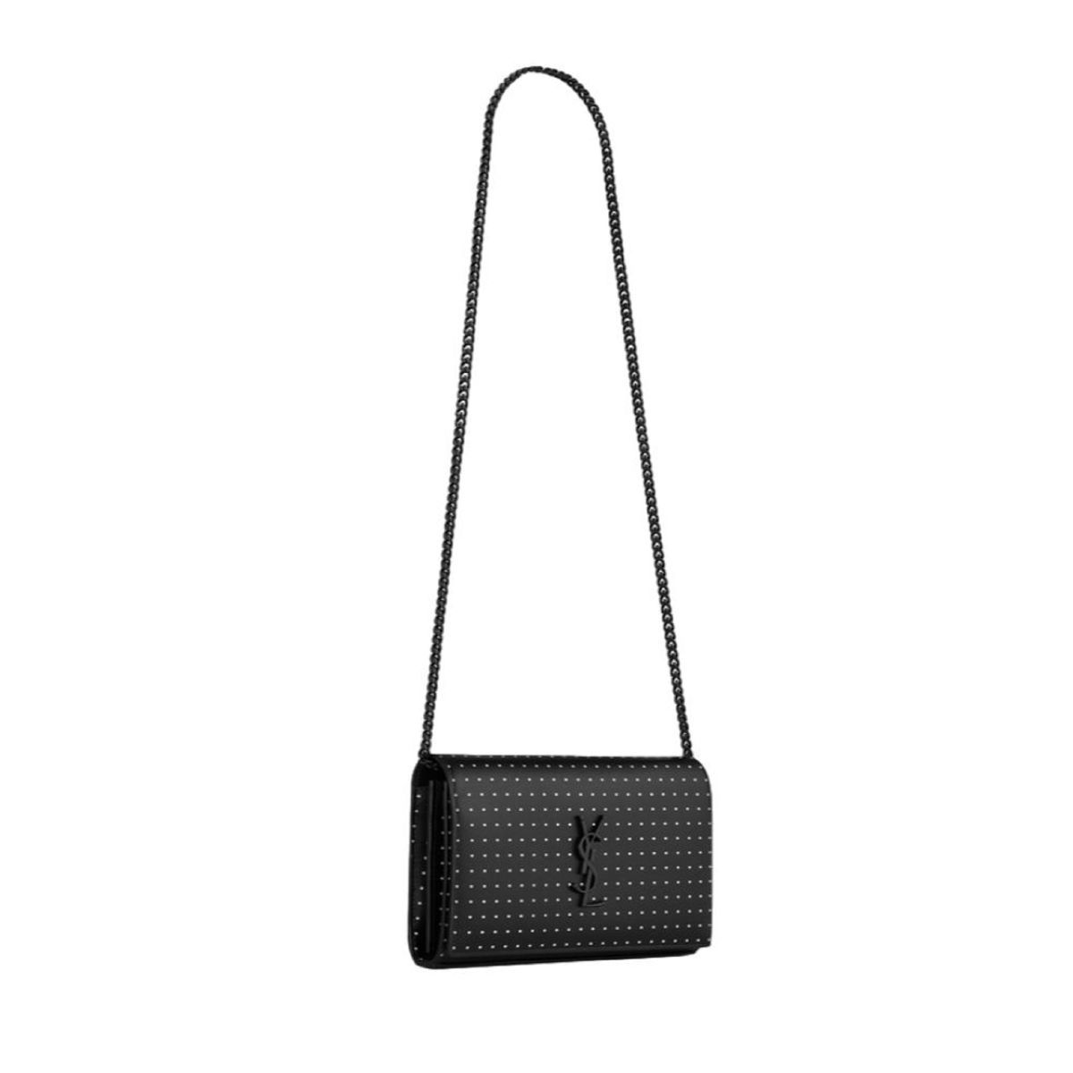 Saint Laurent Kate Monogram Grain De Poudre Black Leather Crossbody