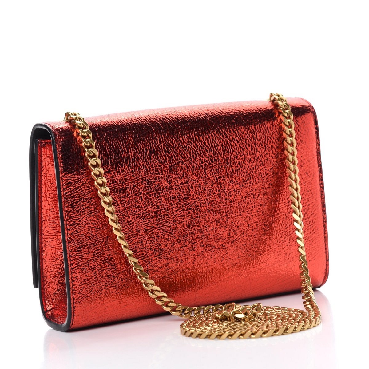 Saint Laurent Kate Monogramme Red Metallic Leather Crossbody Bag