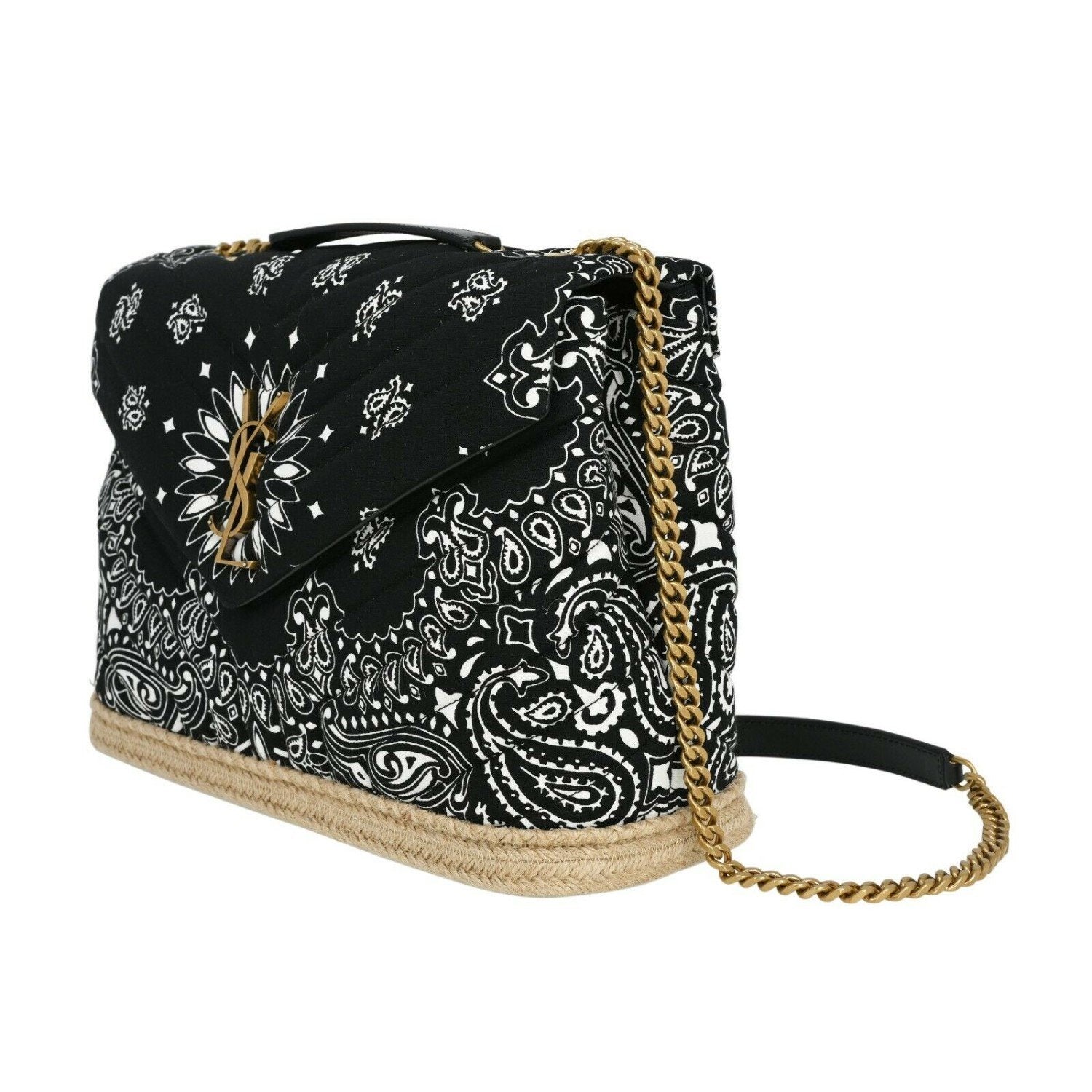 Saint Laurent Loulou Black Paisley Quilted Monogram Chain Bag