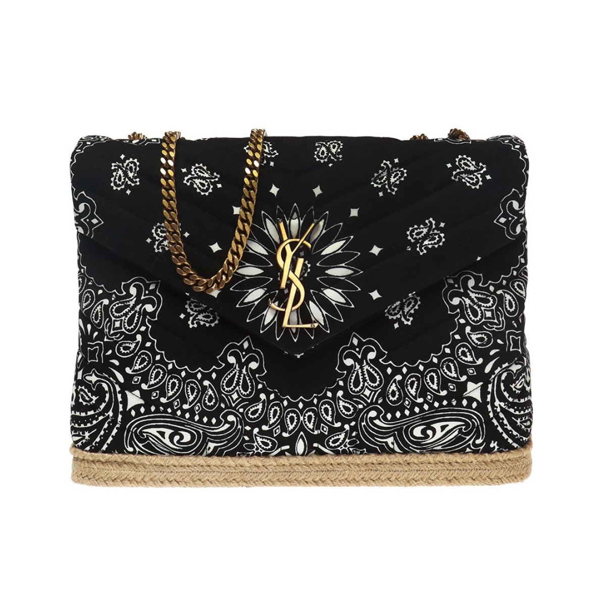 Saint Laurent Loulou Black Paisley Quilted Monogram Chain Bag