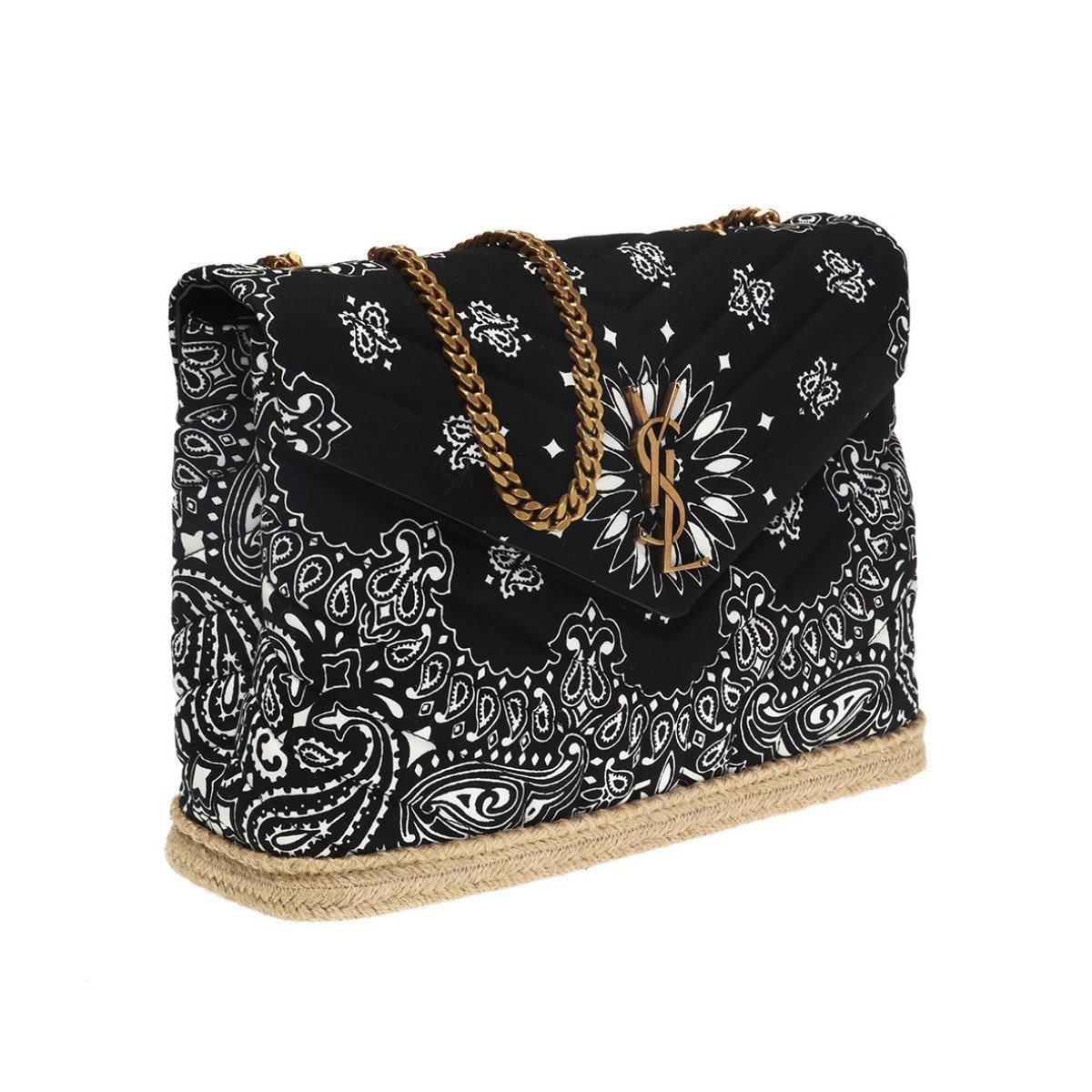 Saint Laurent Loulou Black Paisley Quilted Monogram Chain Bag